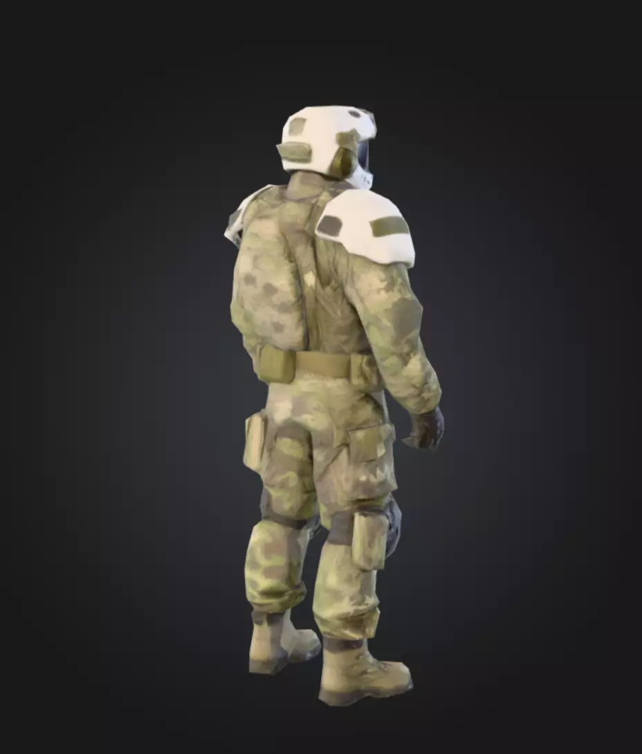 Armored Soldier Character Low-poly 3D model_2