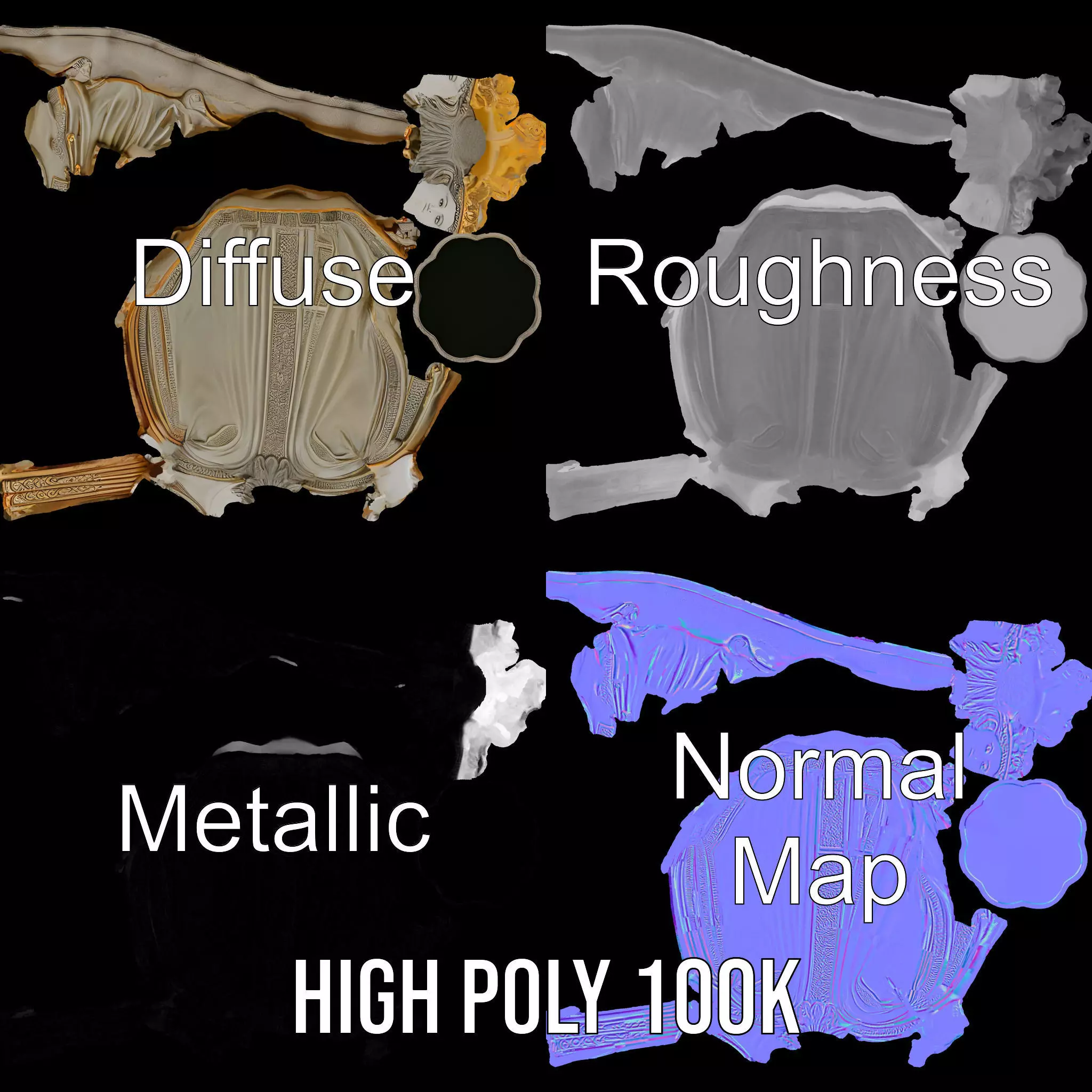 Regal Ivory Statue model pack Low-poly 3D model_3