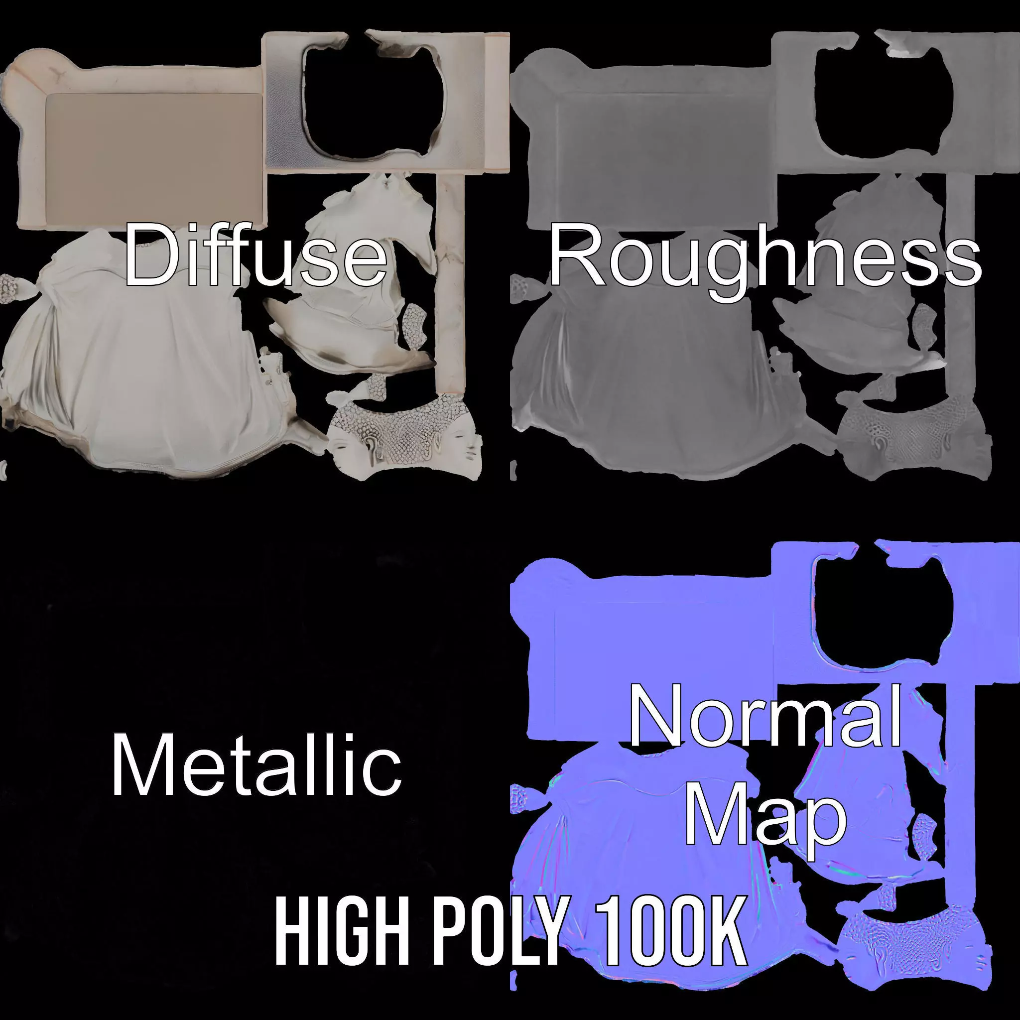 Marble Buddha Sculpture model pack Low-poly 3D model_3