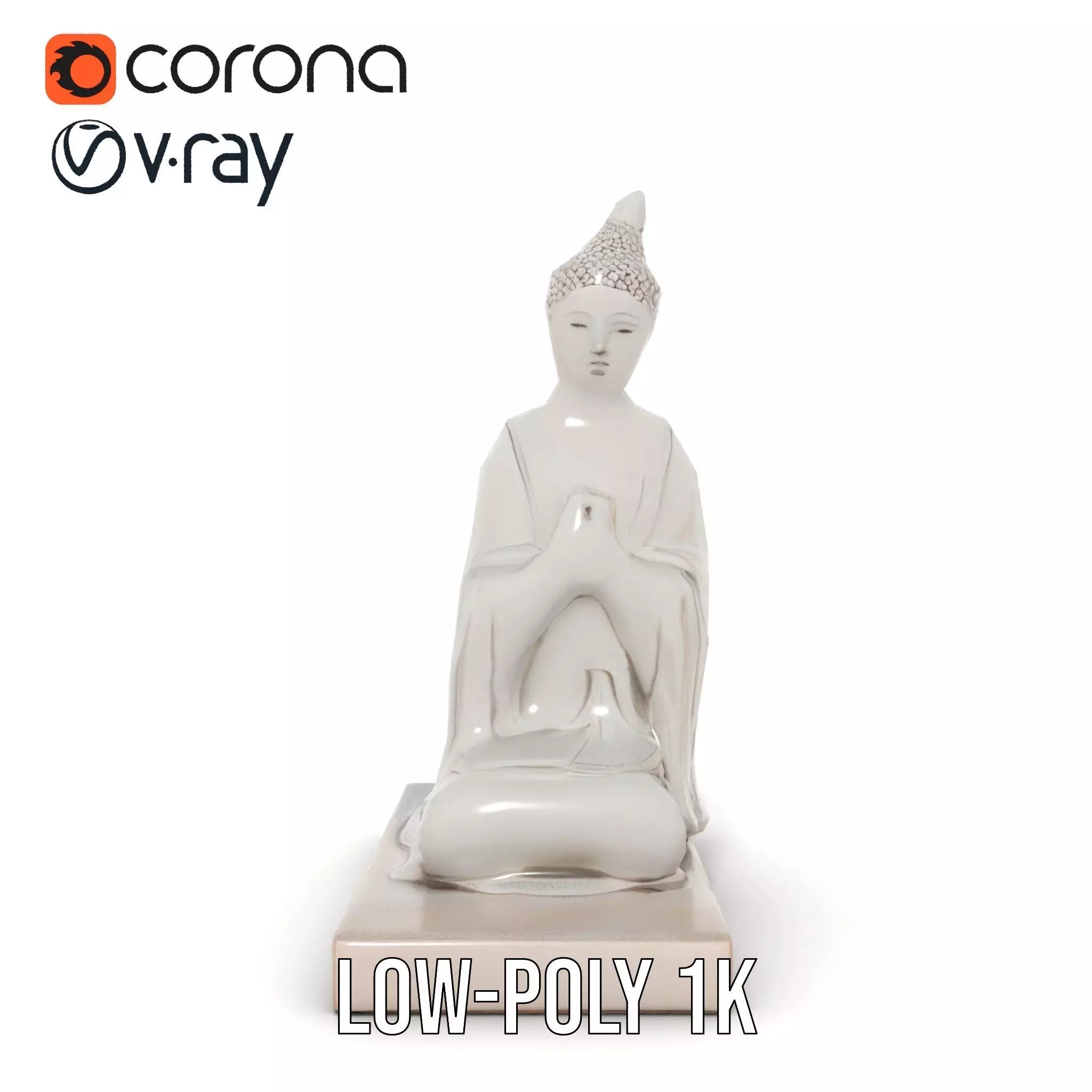 Marble Buddha Sculpture model pack Low-poly 3D model_12