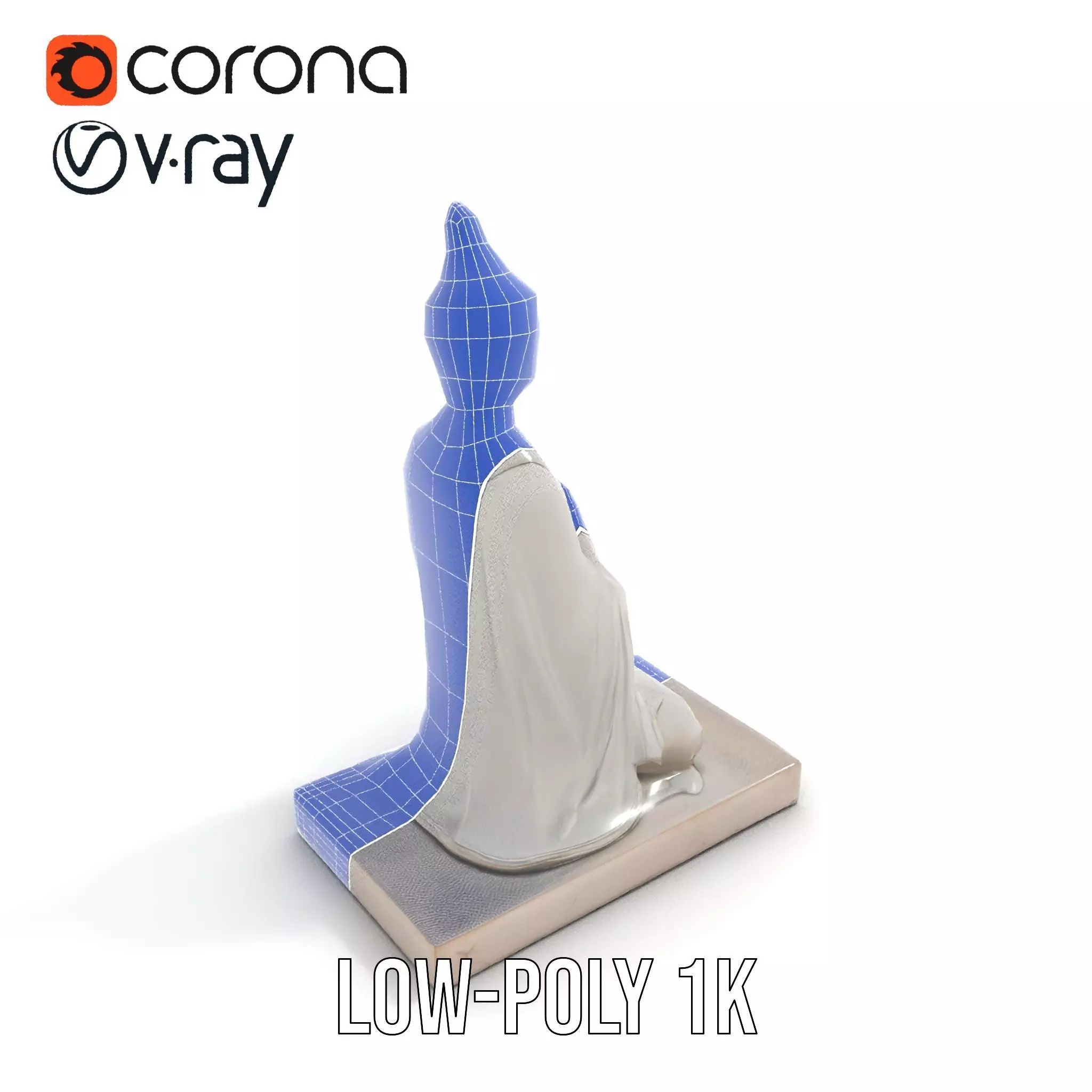 Marble Buddha Sculpture model pack Low-poly 3D model_16