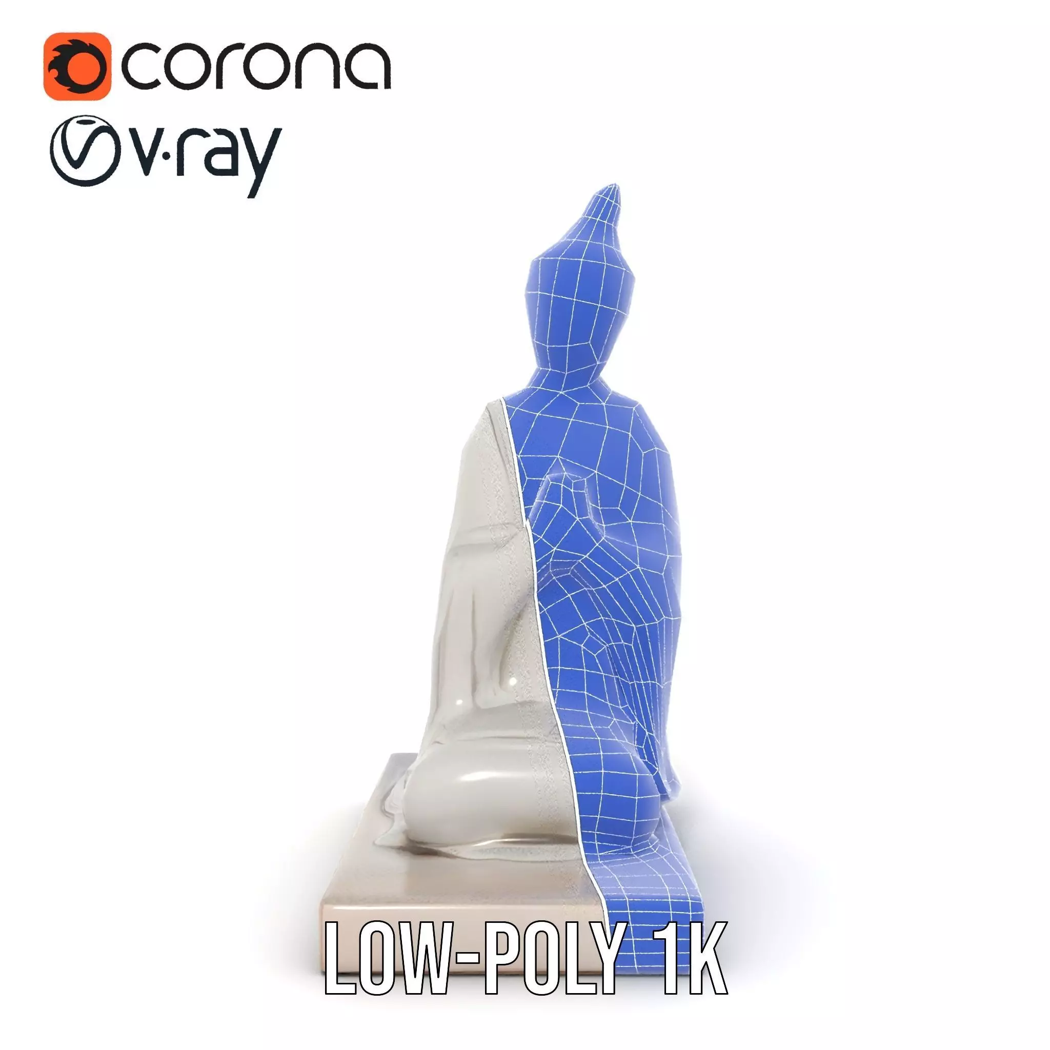 Marble Buddha Sculpture model pack Low-poly 3D model_14