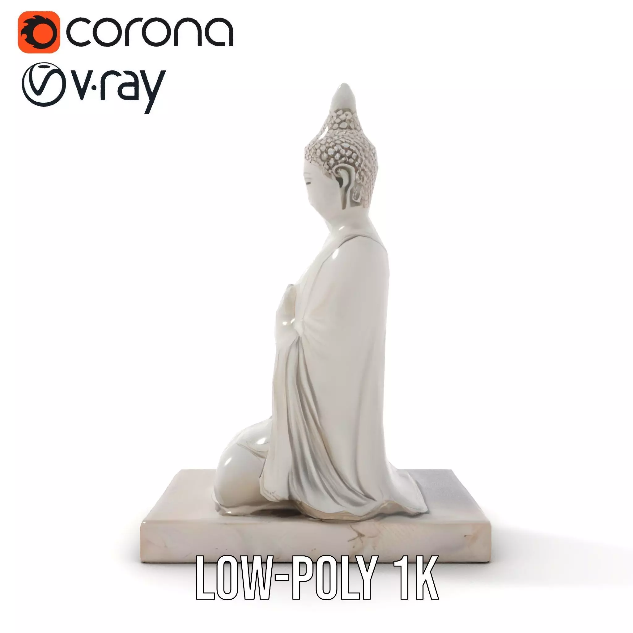 Marble Buddha Sculpture model pack Low-poly 3D model_9