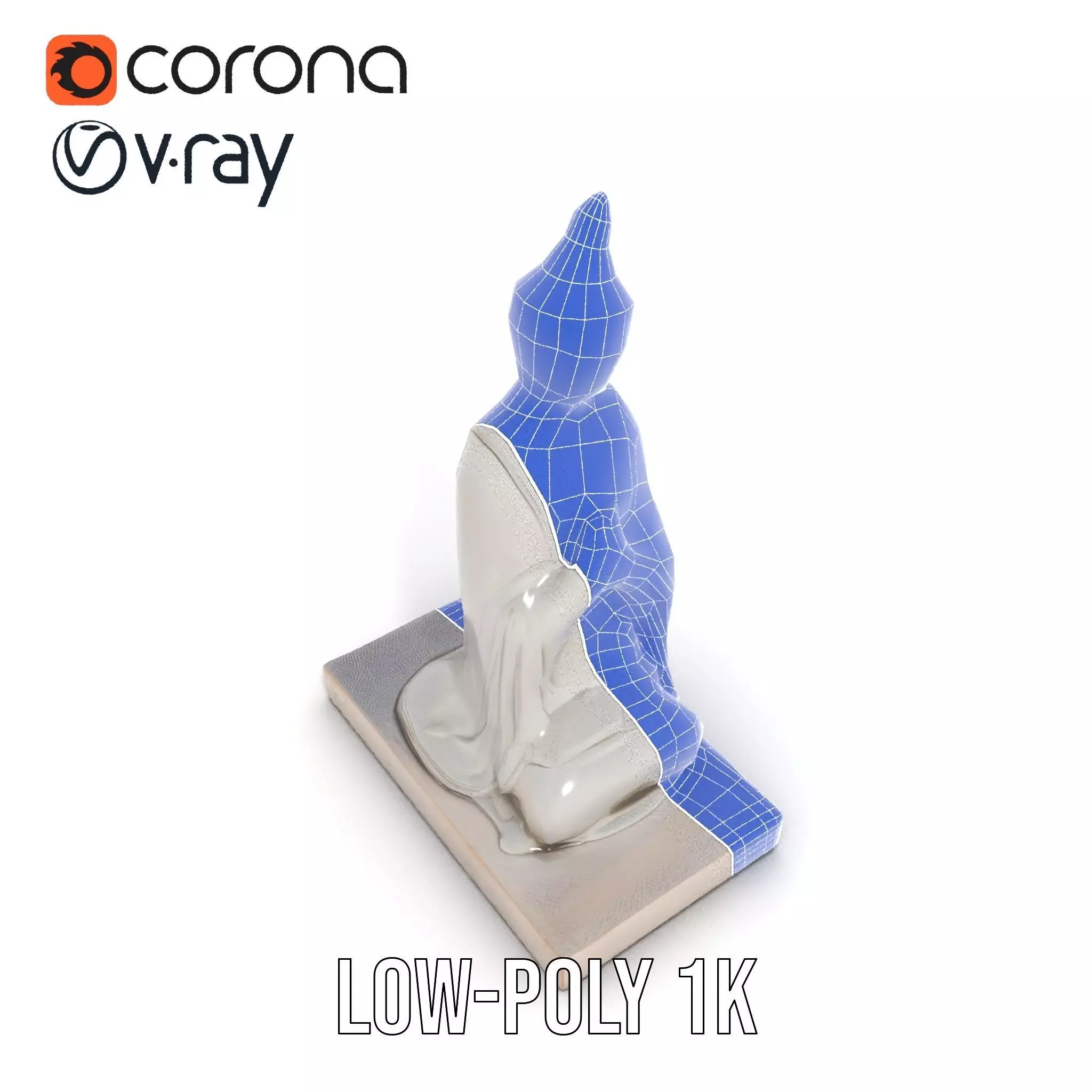 Marble Buddha Sculpture model pack Low-poly 3D model_25