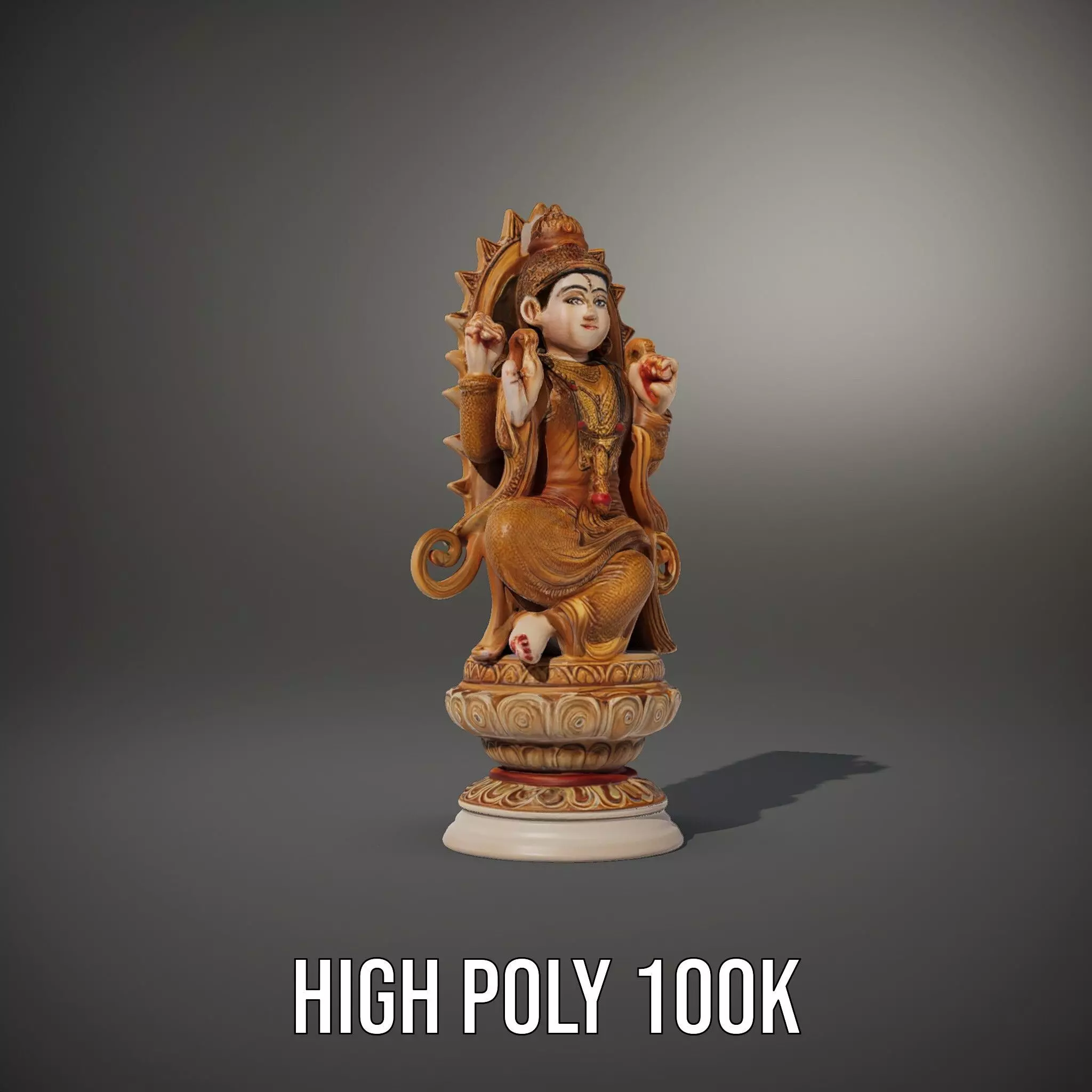 Golden Deity Statue model pack Low-poly 3D model_8