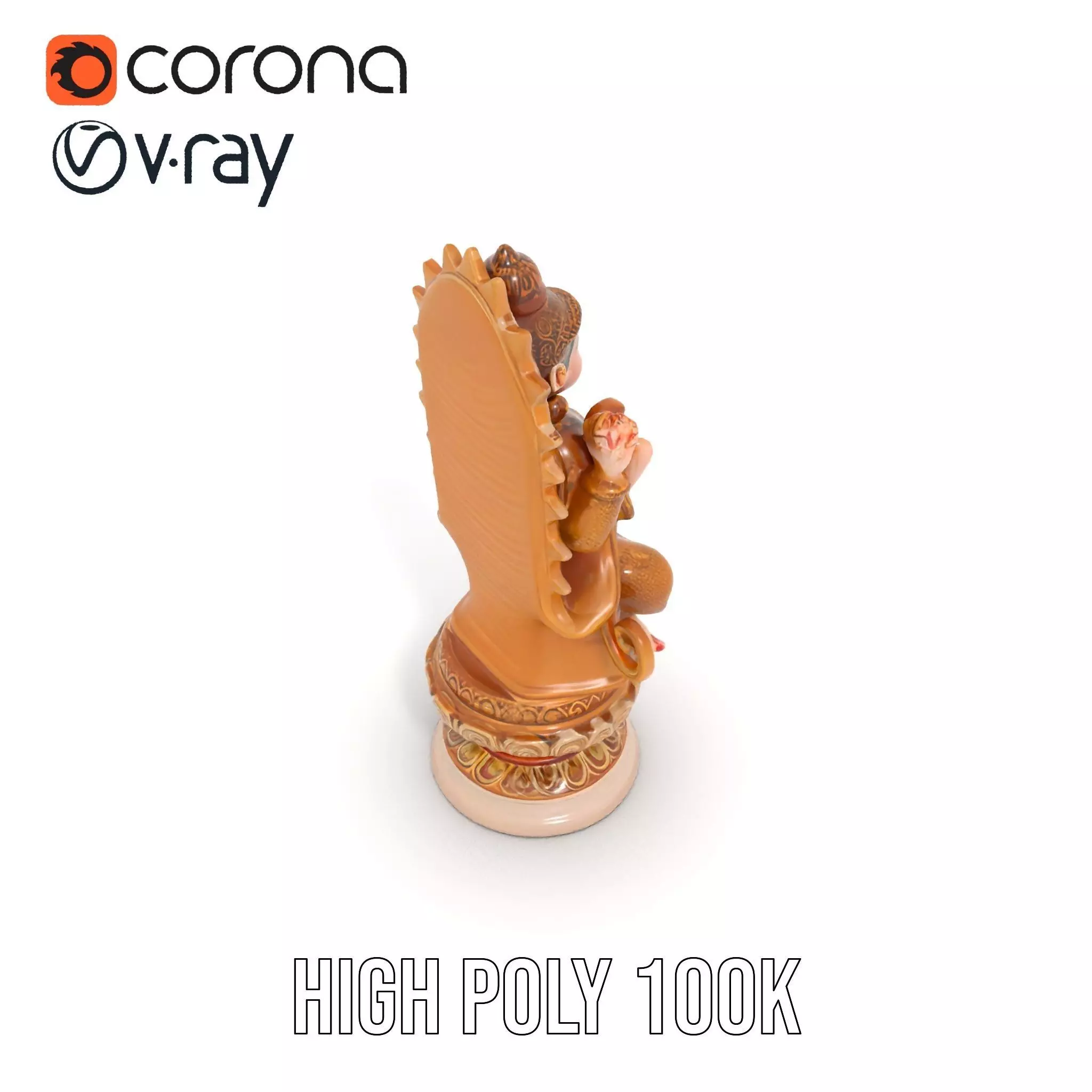 Golden Deity Statue model pack Low-poly 3D model_26