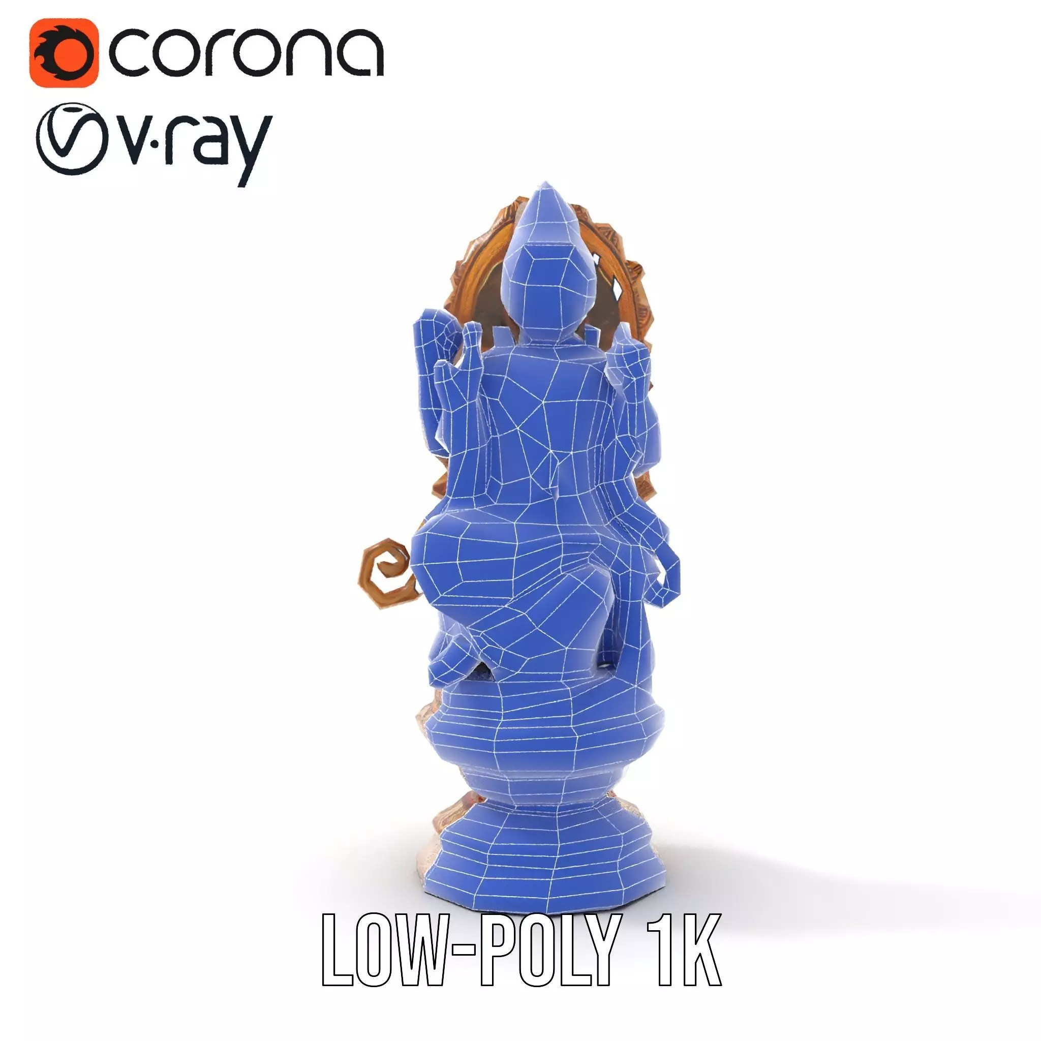 Golden Deity Statue model pack Low-poly 3D model_22