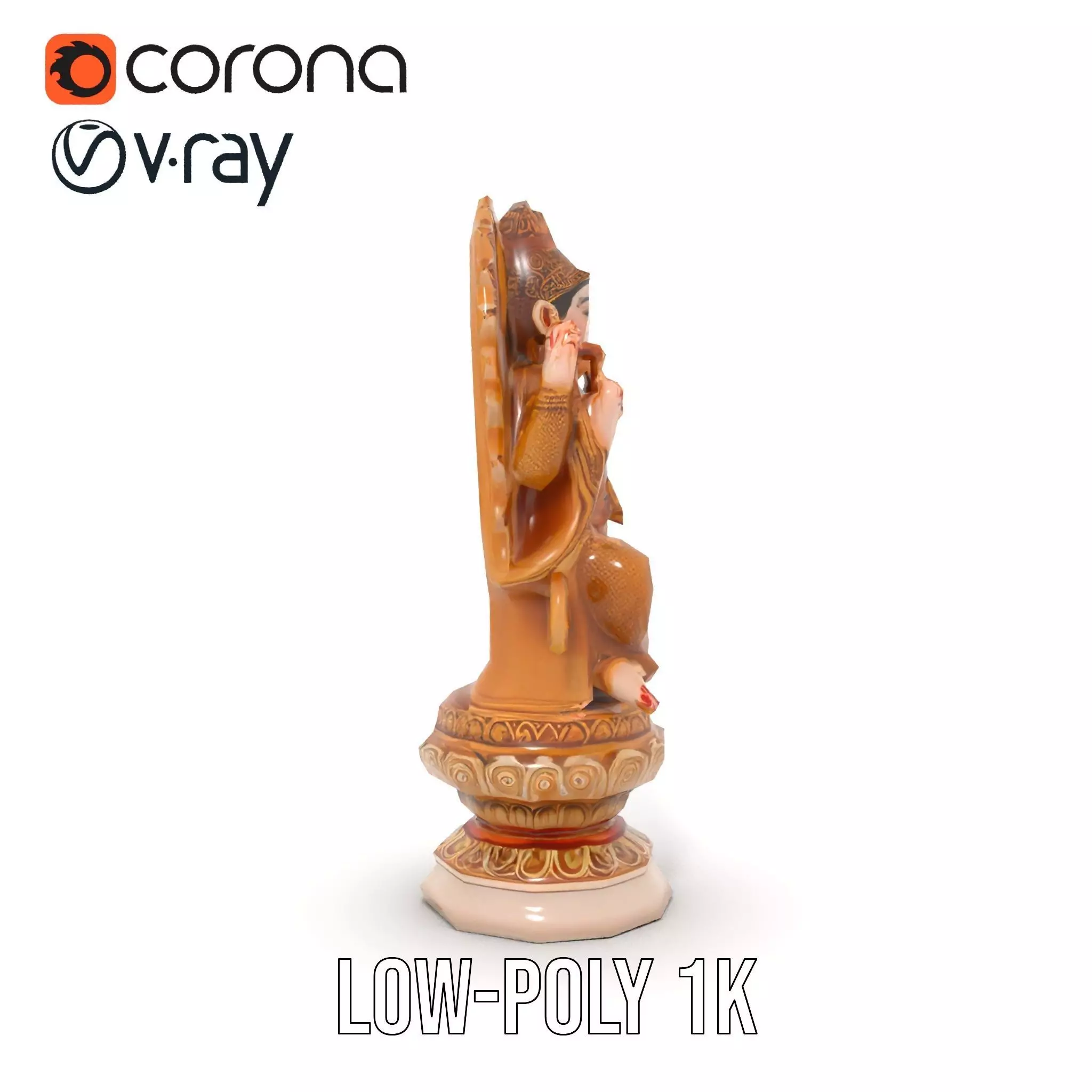 Golden Deity Statue model pack Low-poly 3D model_16