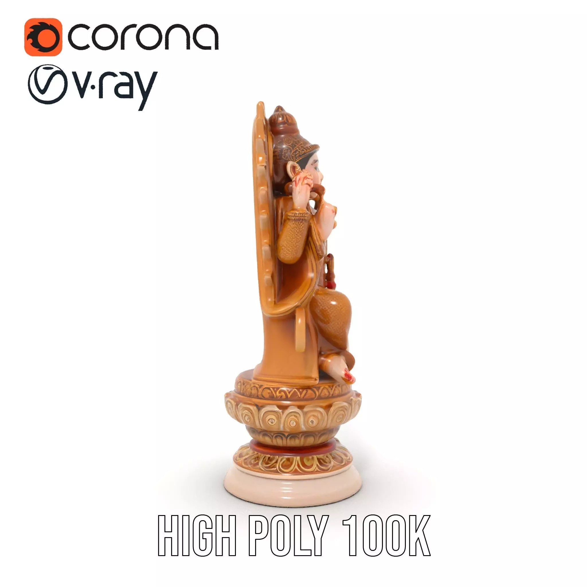 Golden Deity Statue model pack Low-poly 3D model_23