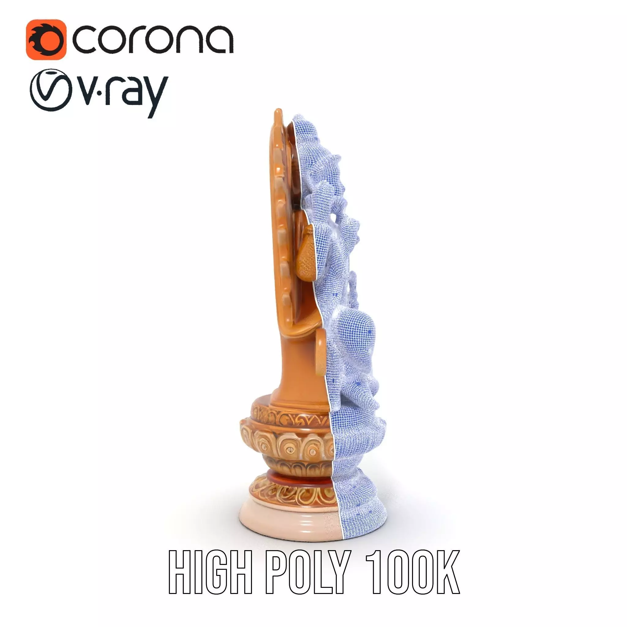 Golden Deity Statue model pack Low-poly 3D model_34