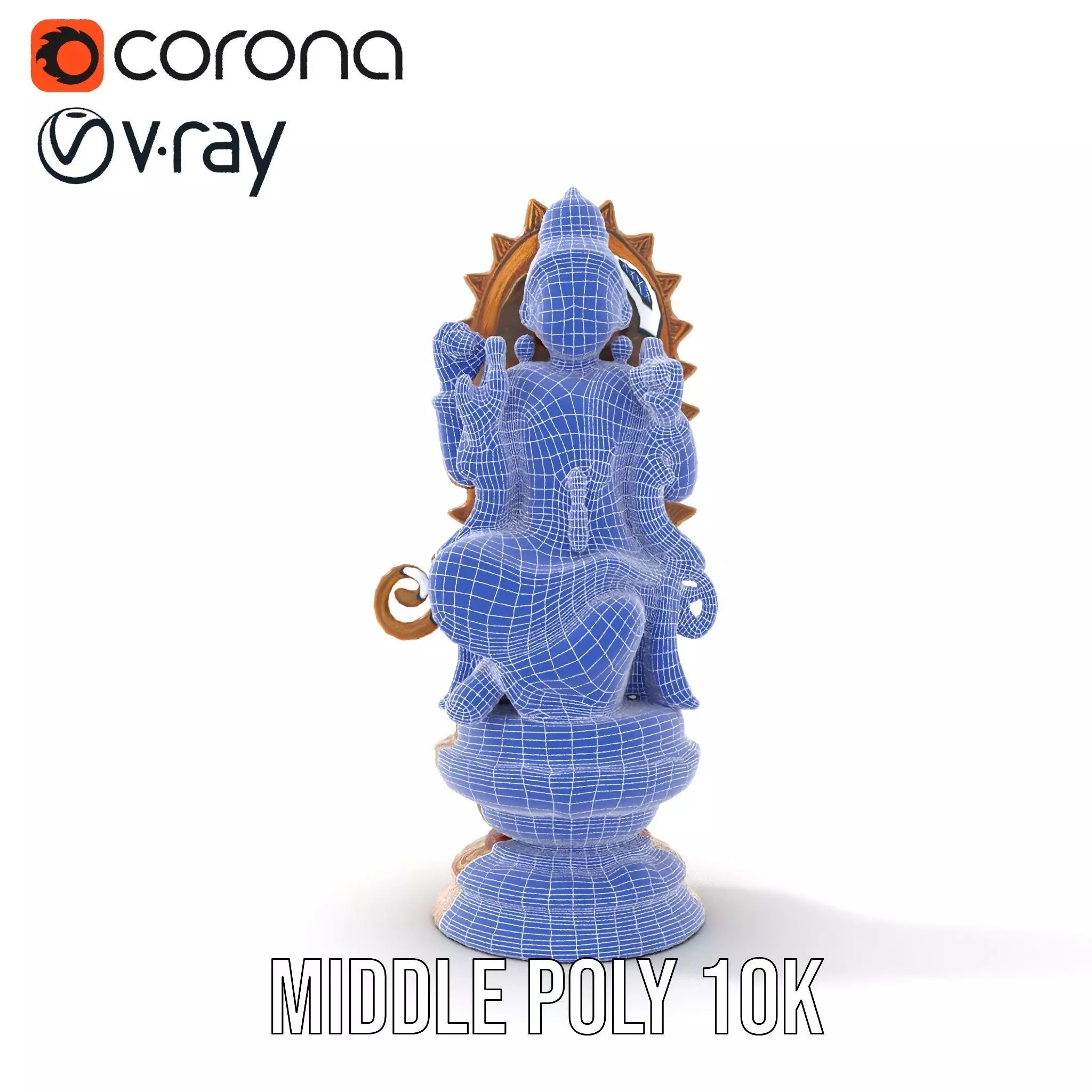 Golden Deity Statue model pack Low-poly 3D model_29