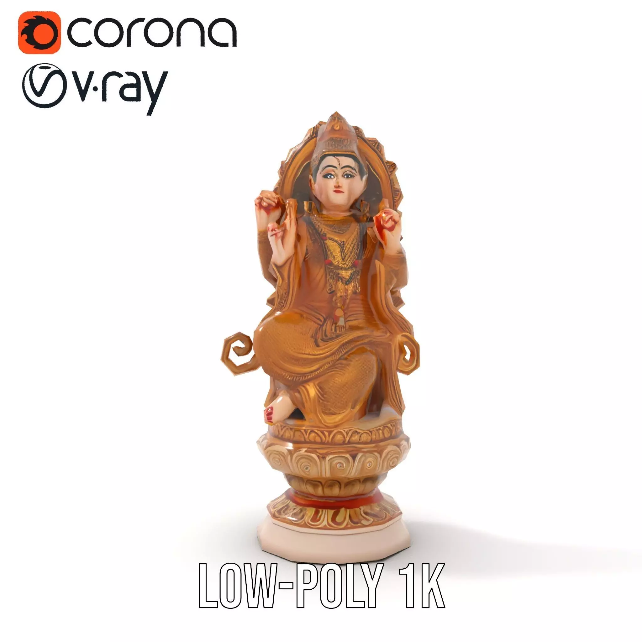 Golden Deity Statue model pack Low-poly 3D model_9