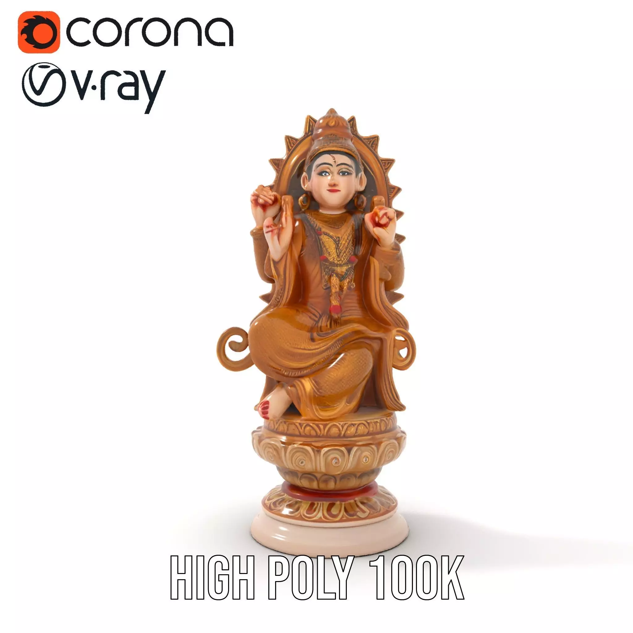 Golden Deity Statue model pack Low-poly 3D model_17