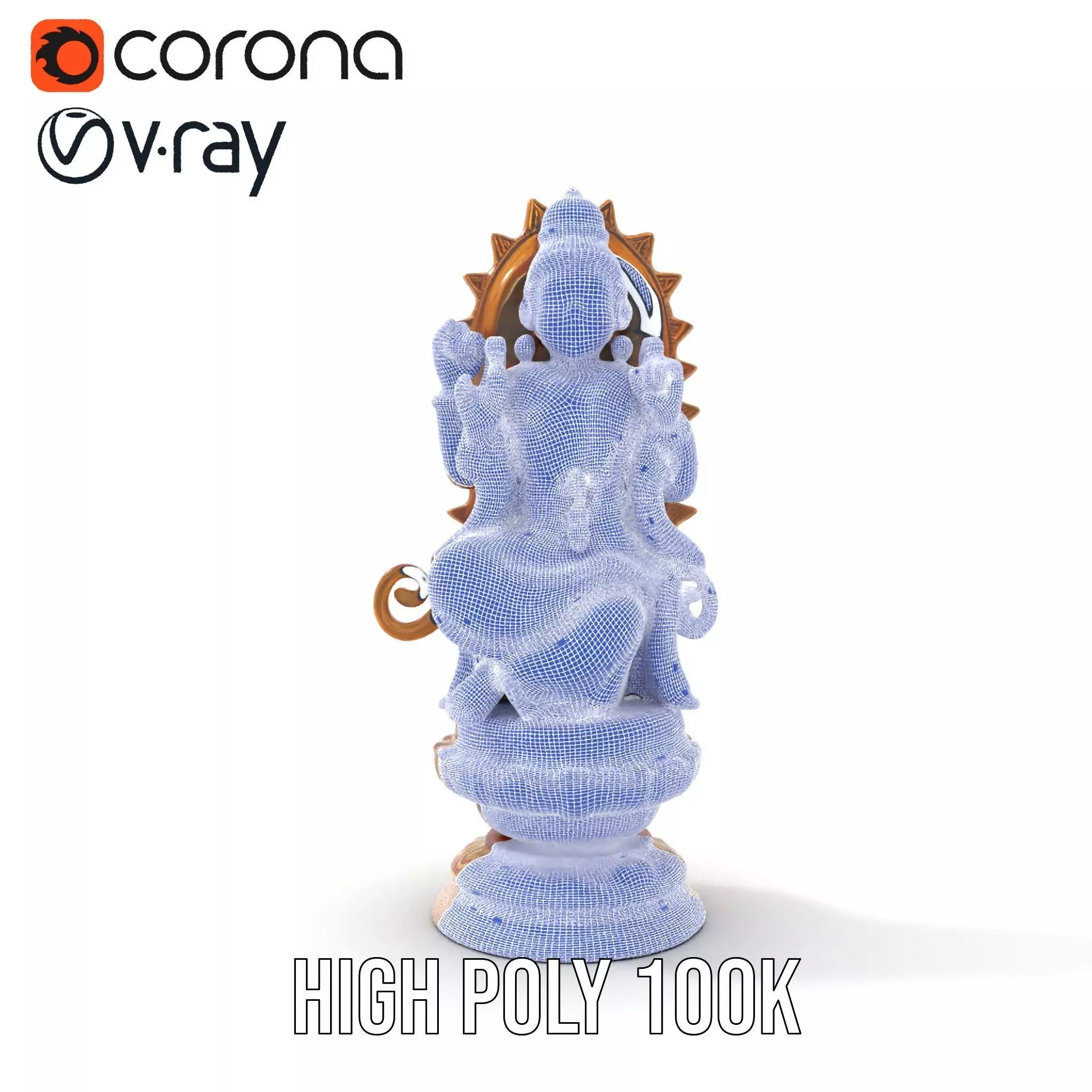 Golden Deity Statue model pack Low-poly 3D model_31