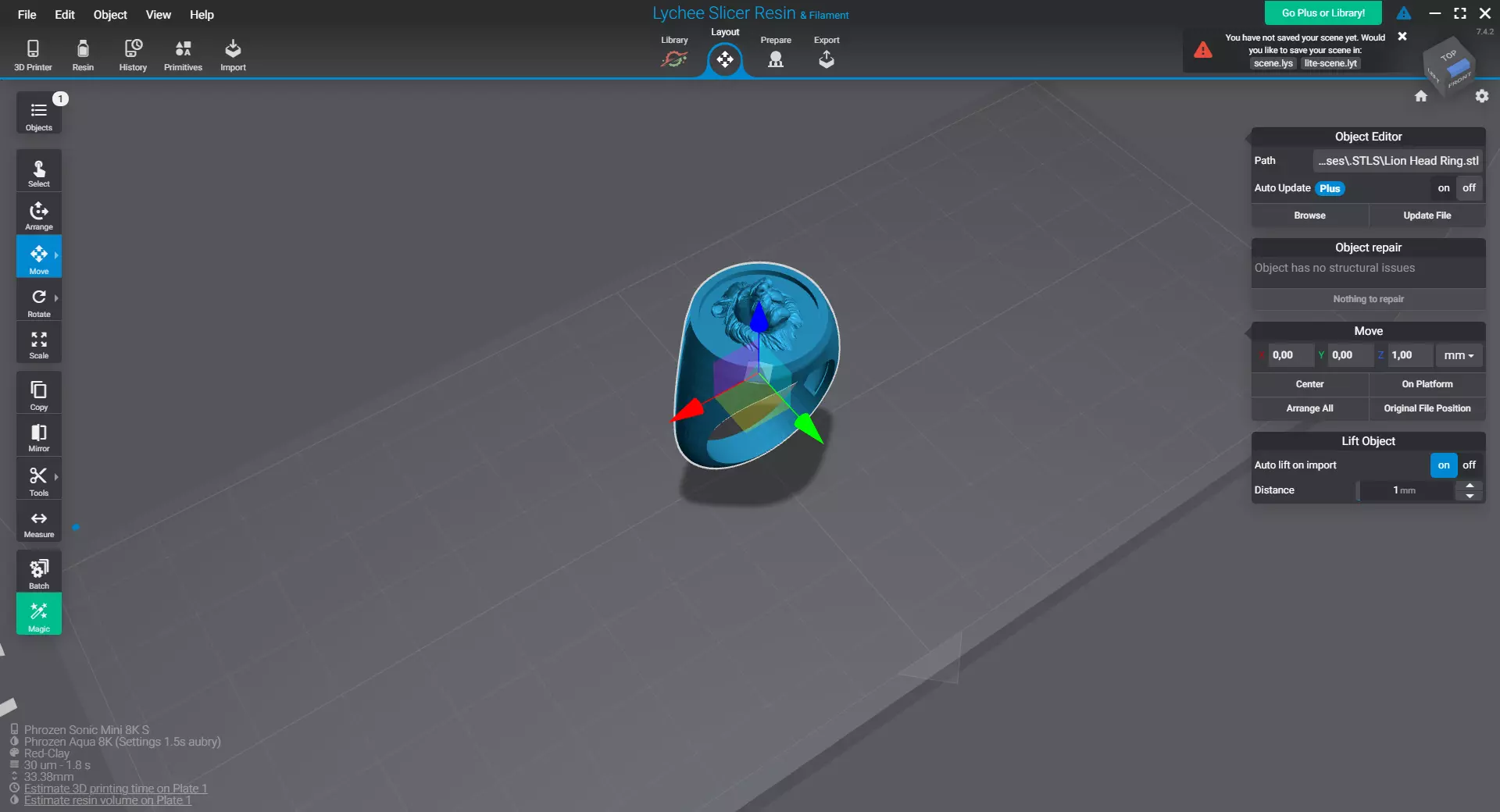 Lion Head Ring - 3D print ready 3D print model_13