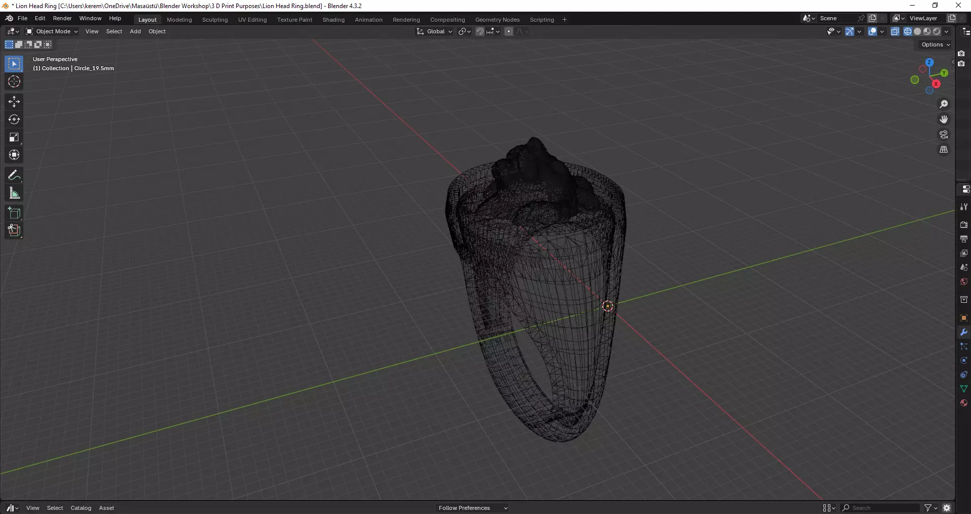 Lion Head Ring - 3D print ready 3D print model_11