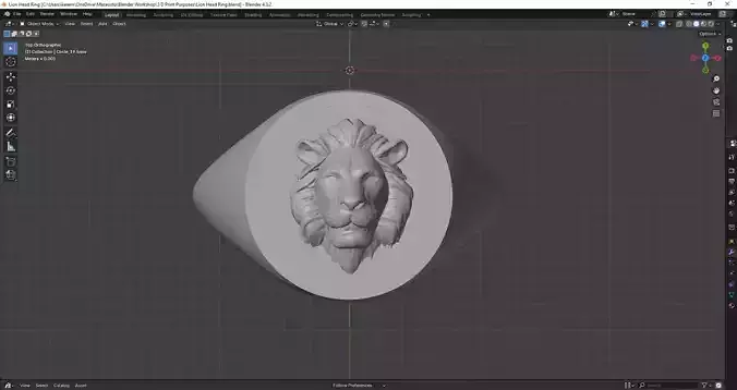 Lion Head Ring - 3D print ready