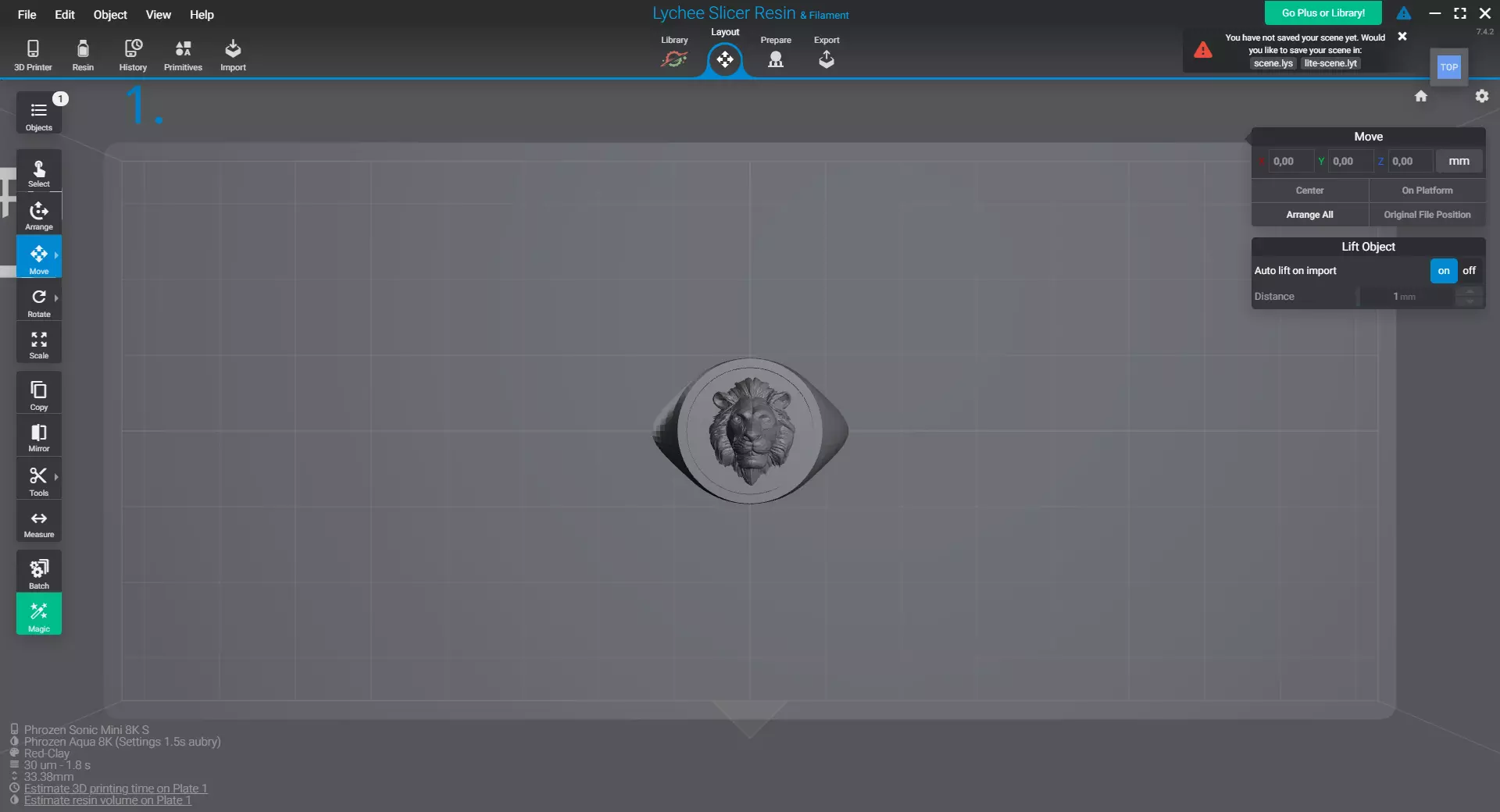 Lion Head Ring - 3D print ready 3D print model_1