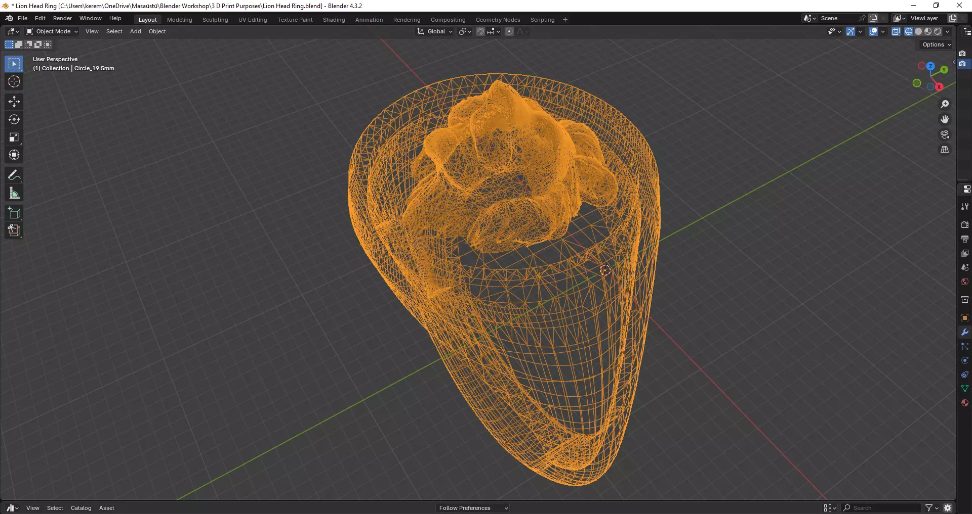 Lion Head Ring - 3D print ready 3D print model_9