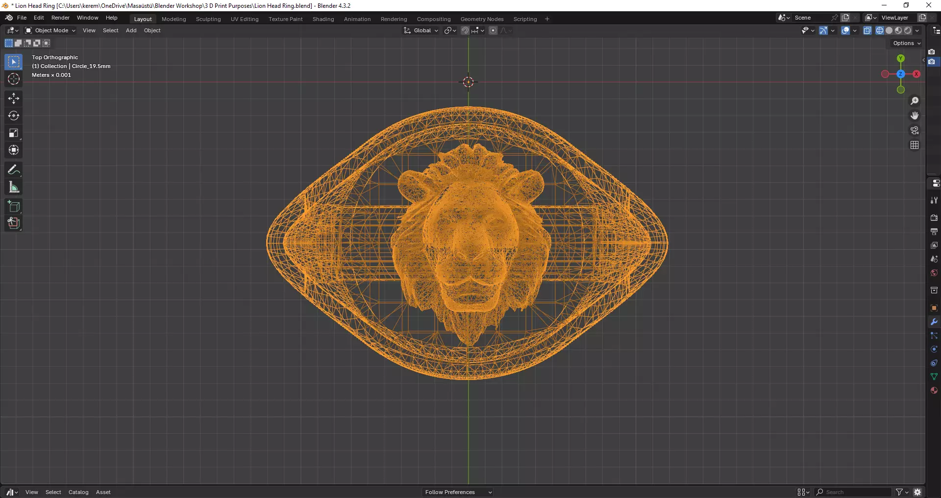 Lion Head Ring - 3D print ready 3D print model_10