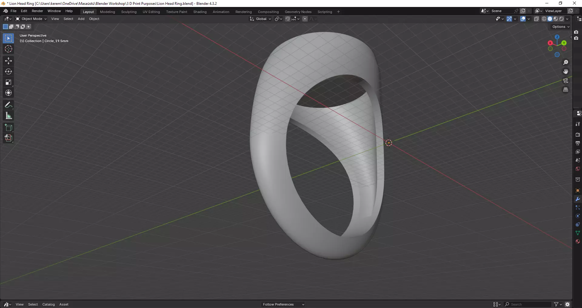 Lion Head Ring - 3D print ready 3D print model_5