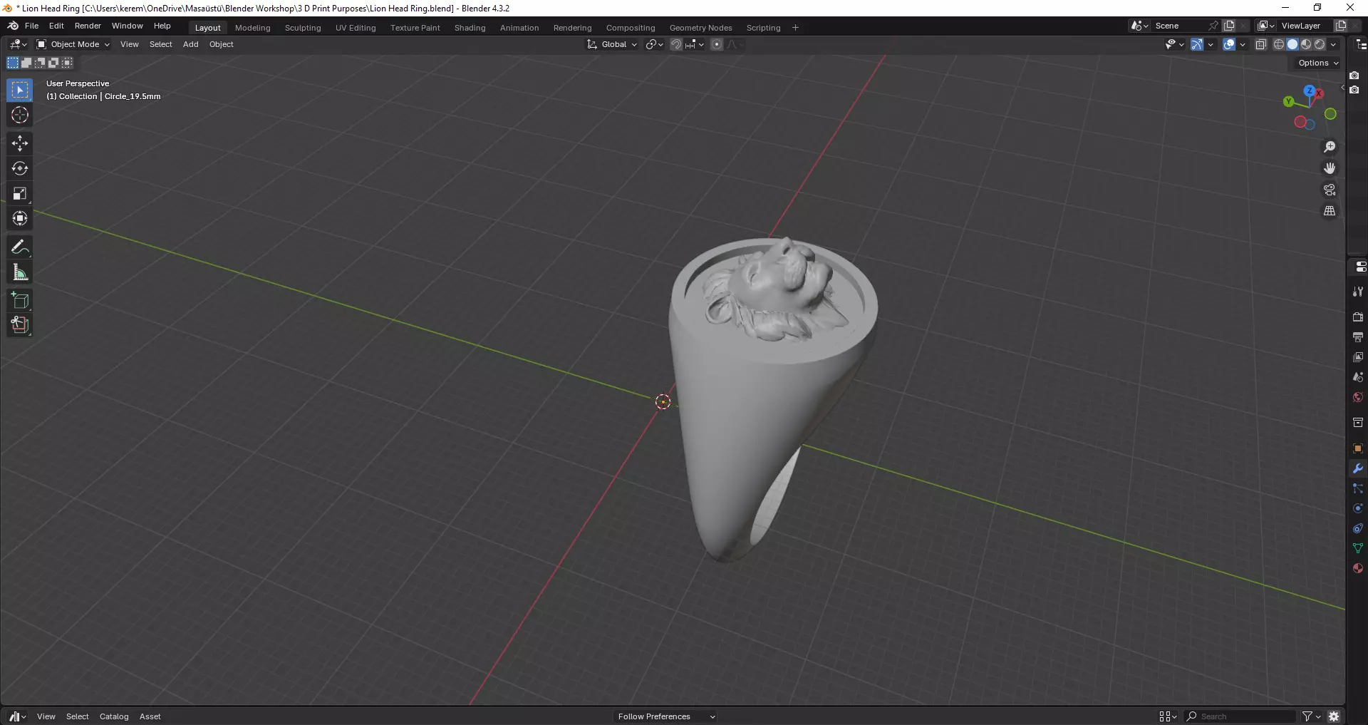 Lion Head Ring - 3D print ready 3D print model_12