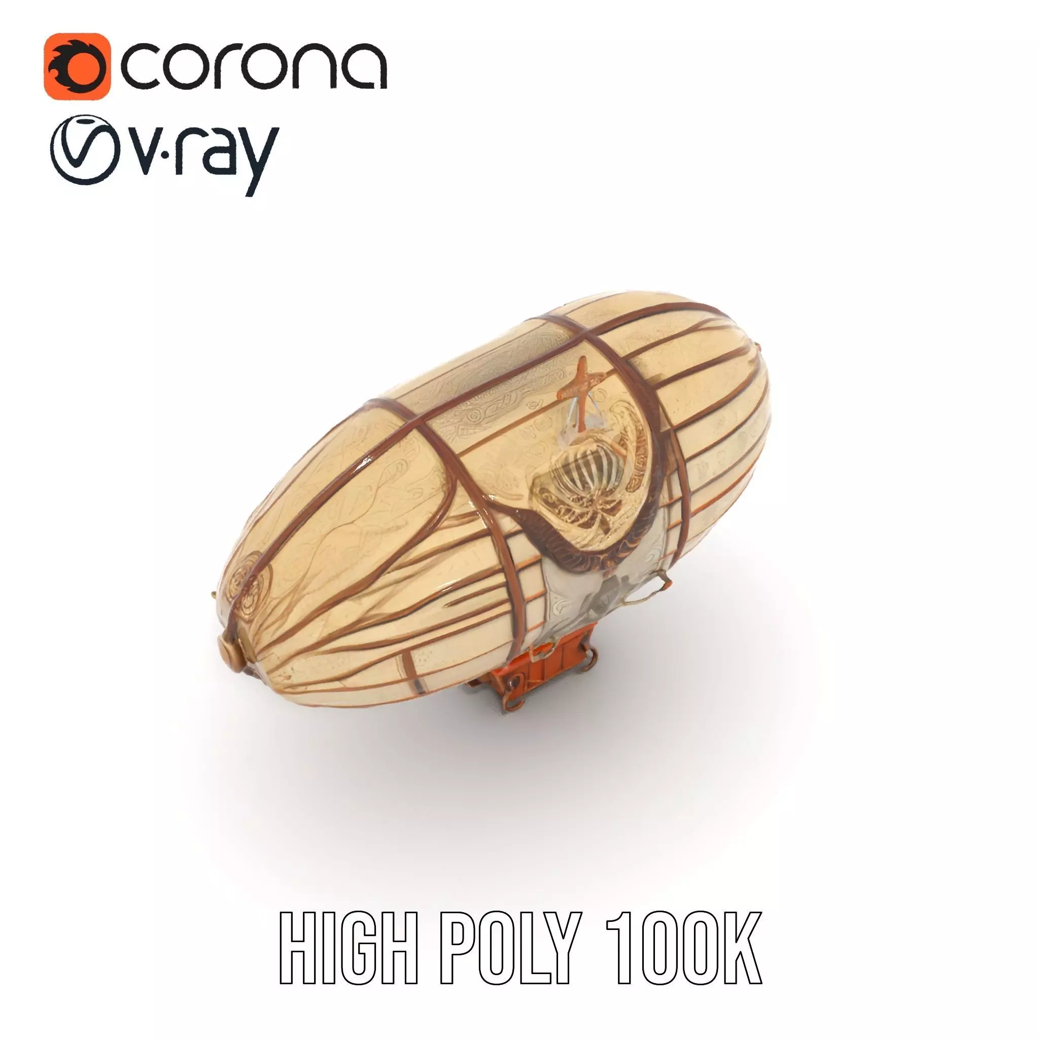 Vintage Steampunk Airship model pack Low-poly 3D model_15