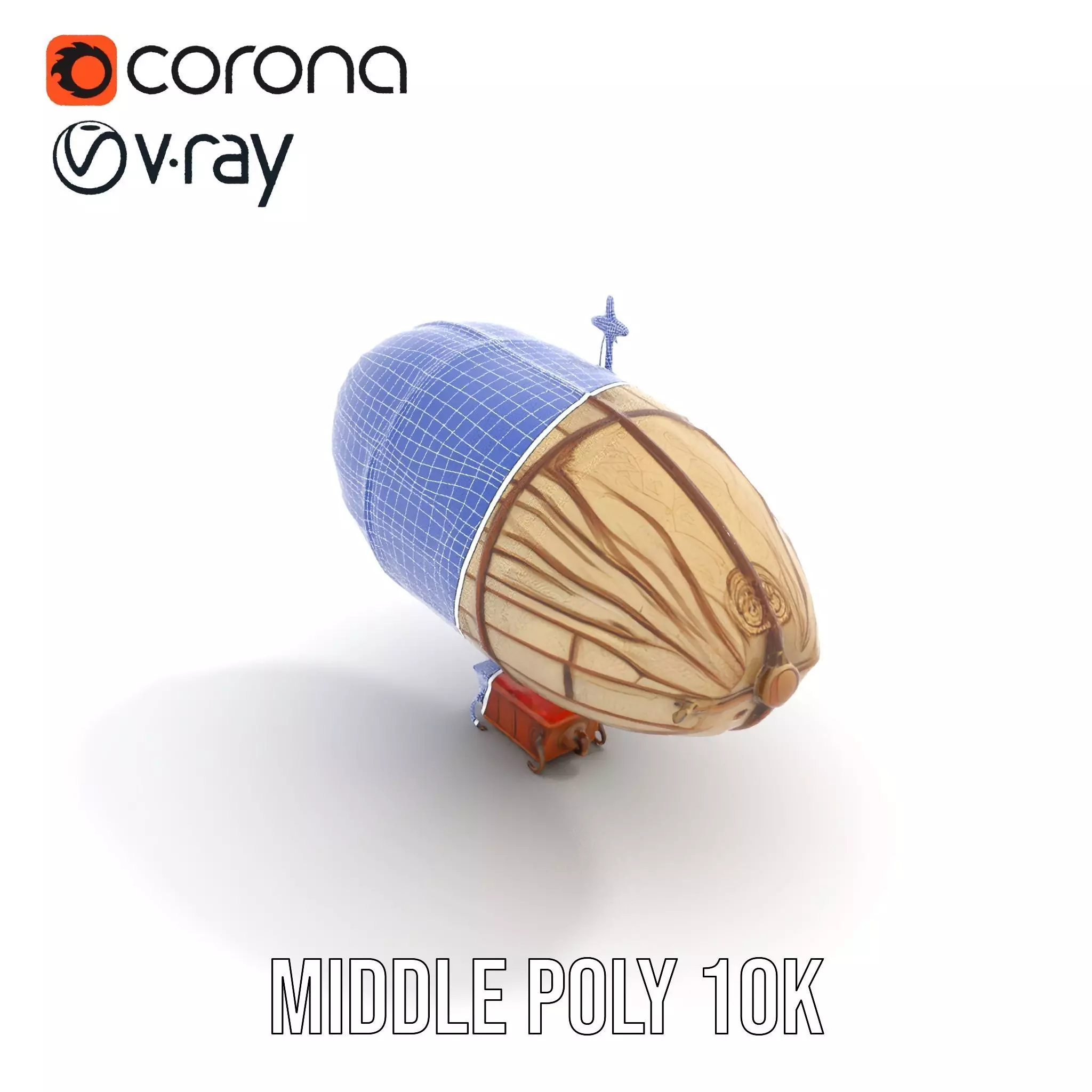 Vintage Steampunk Airship model pack Low-poly 3D model_5