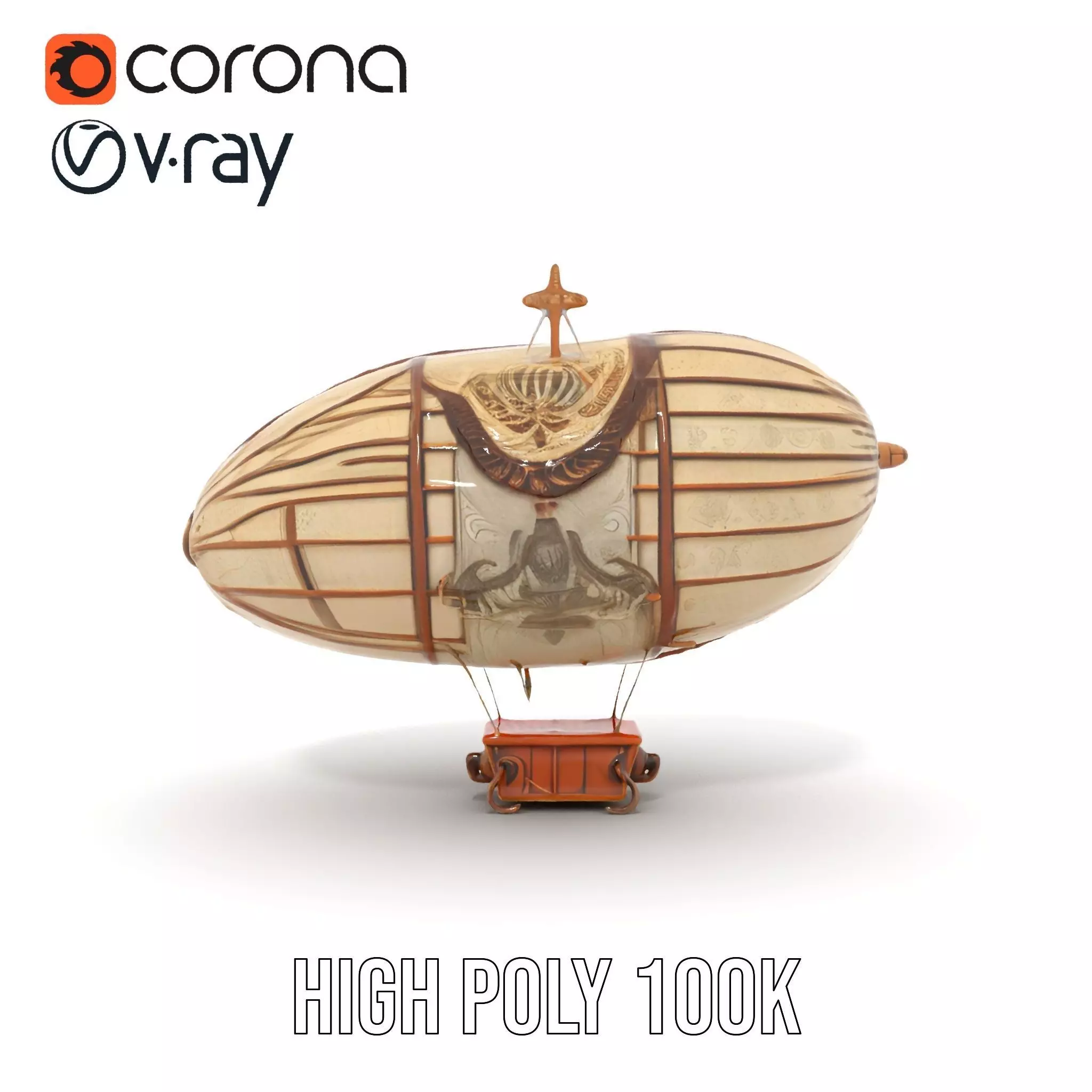 Vintage Steampunk Airship model pack Low-poly 3D model_32