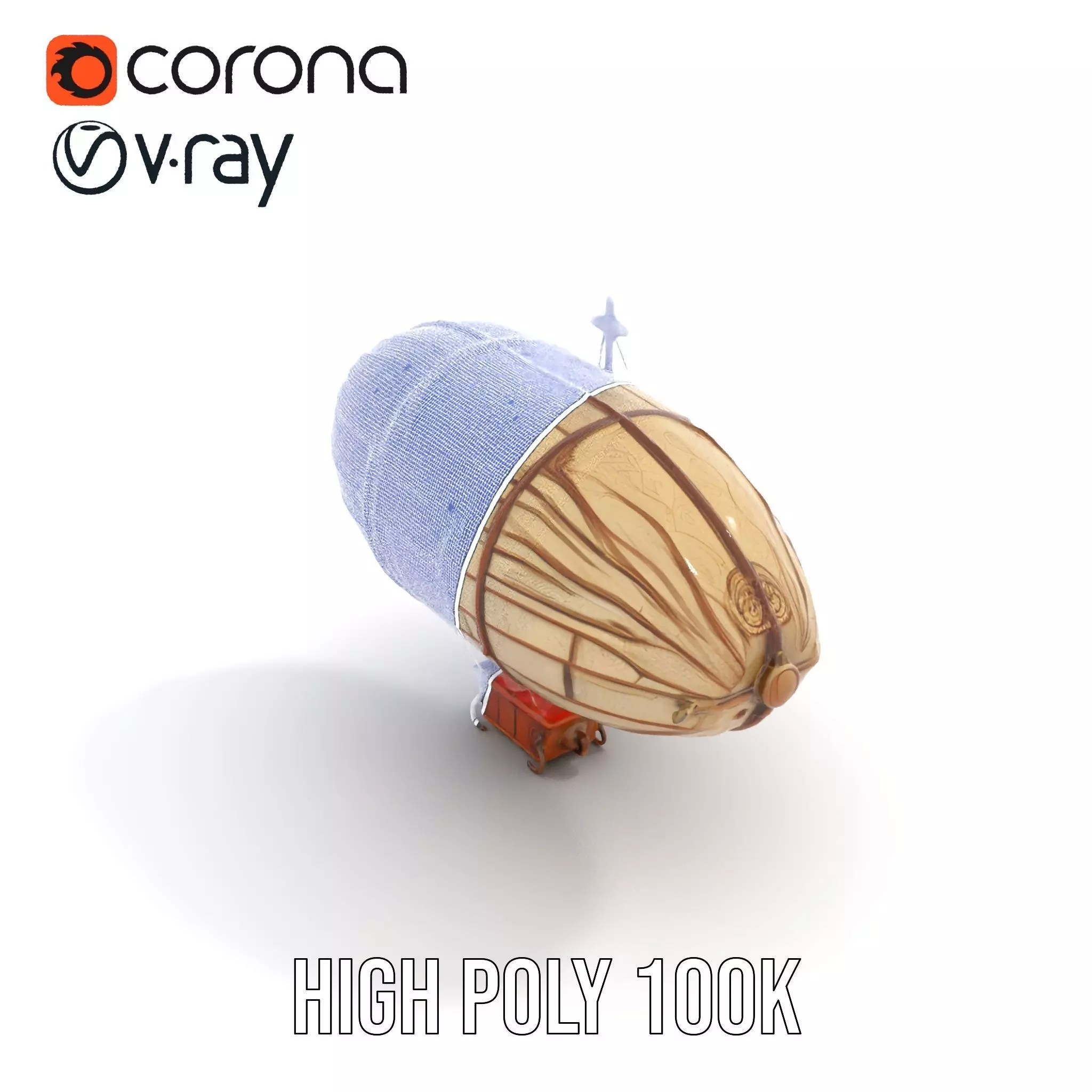 Vintage Steampunk Airship model pack Low-poly 3D model_26