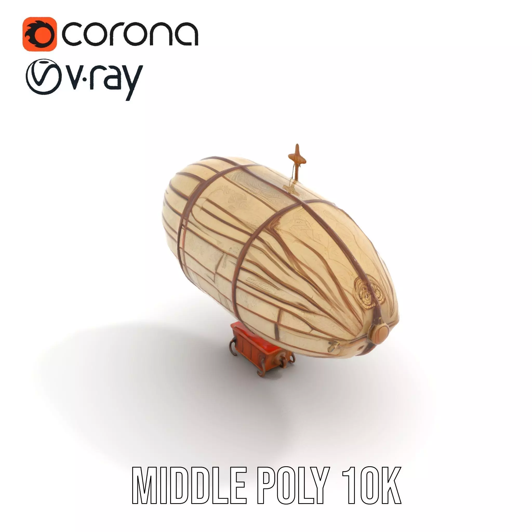 Vintage Steampunk Airship model pack Low-poly 3D model_21