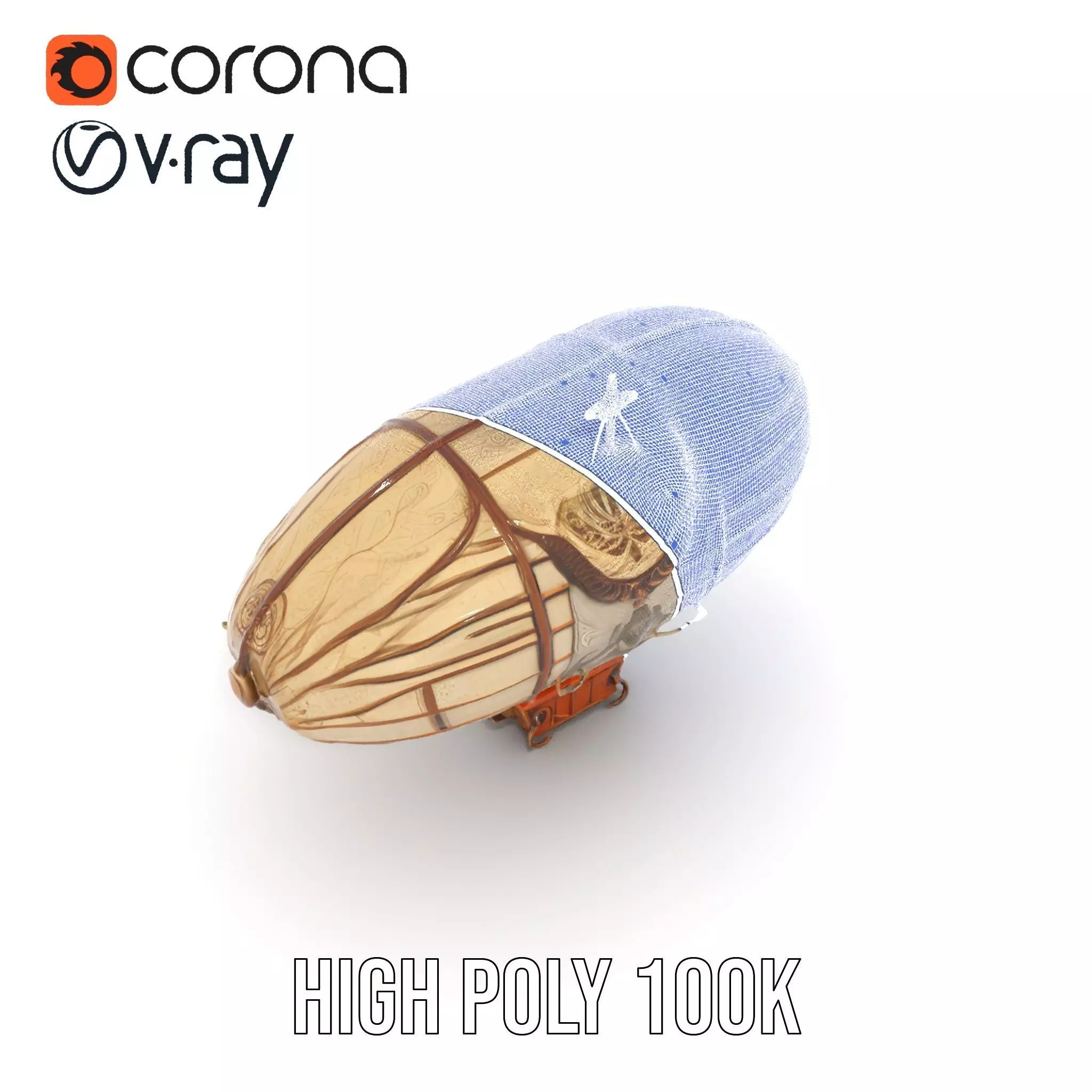 Vintage Steampunk Airship model pack Low-poly 3D model_33