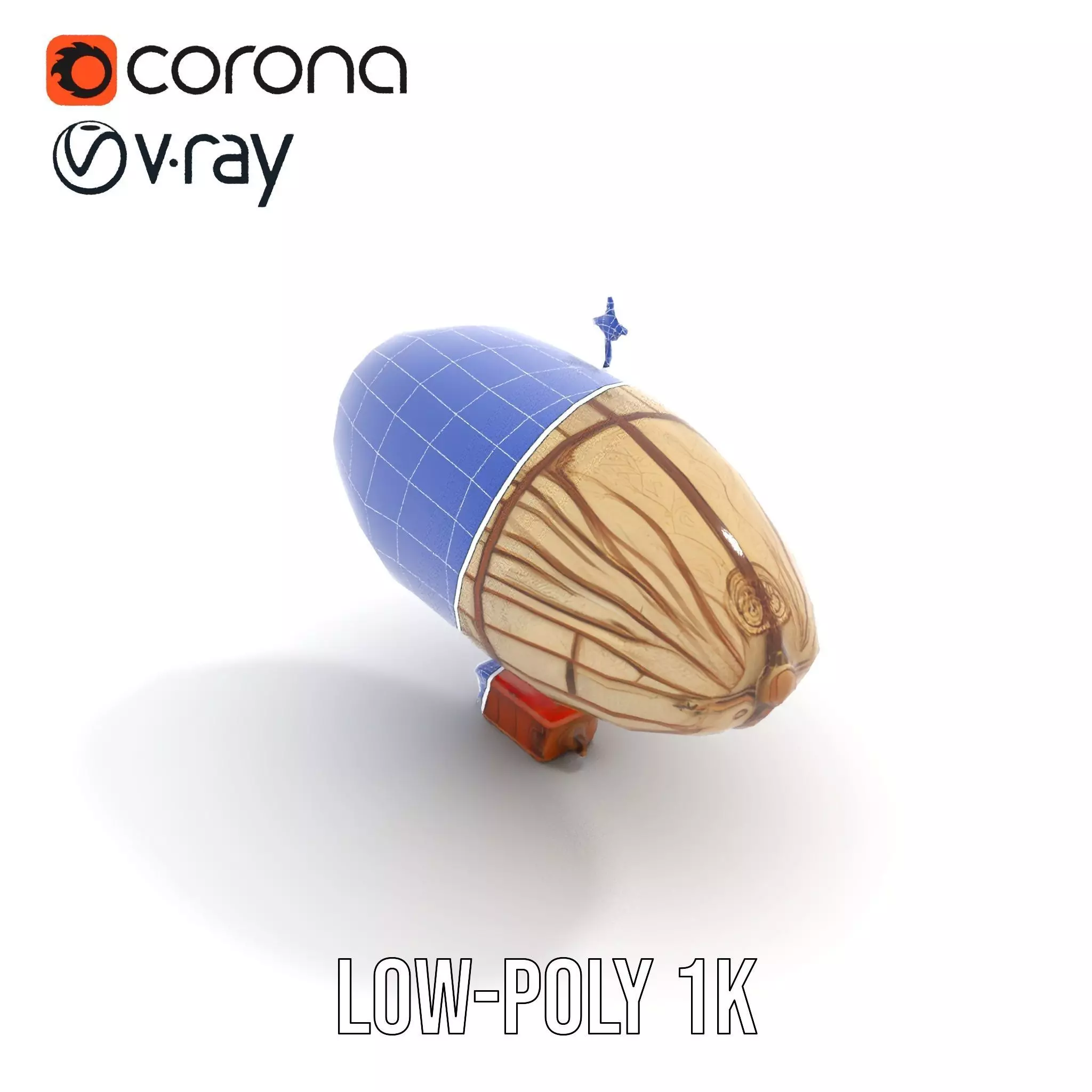 Vintage Steampunk Airship model pack Low-poly 3D model_22