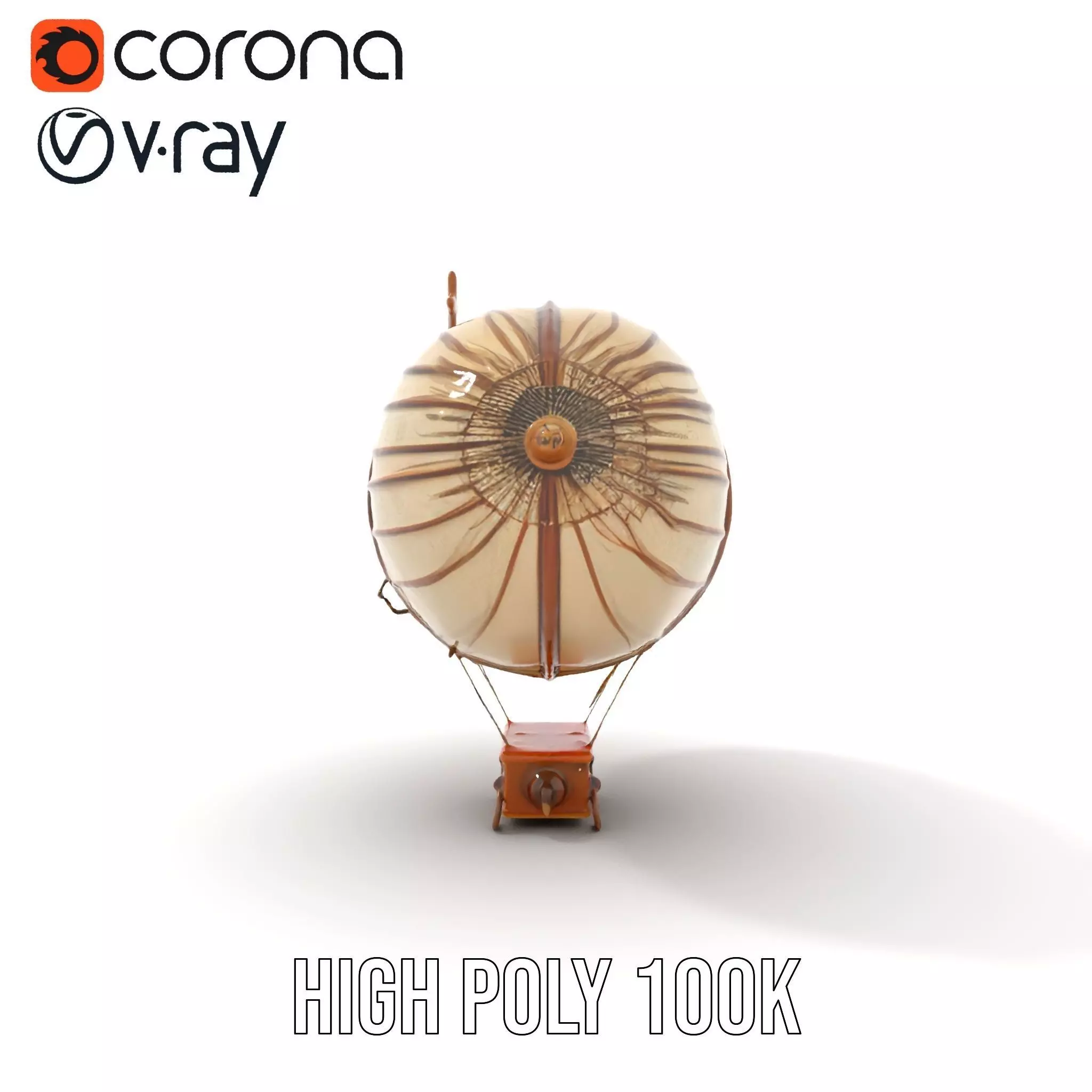 Vintage Steampunk Airship model pack Low-poly 3D model_29