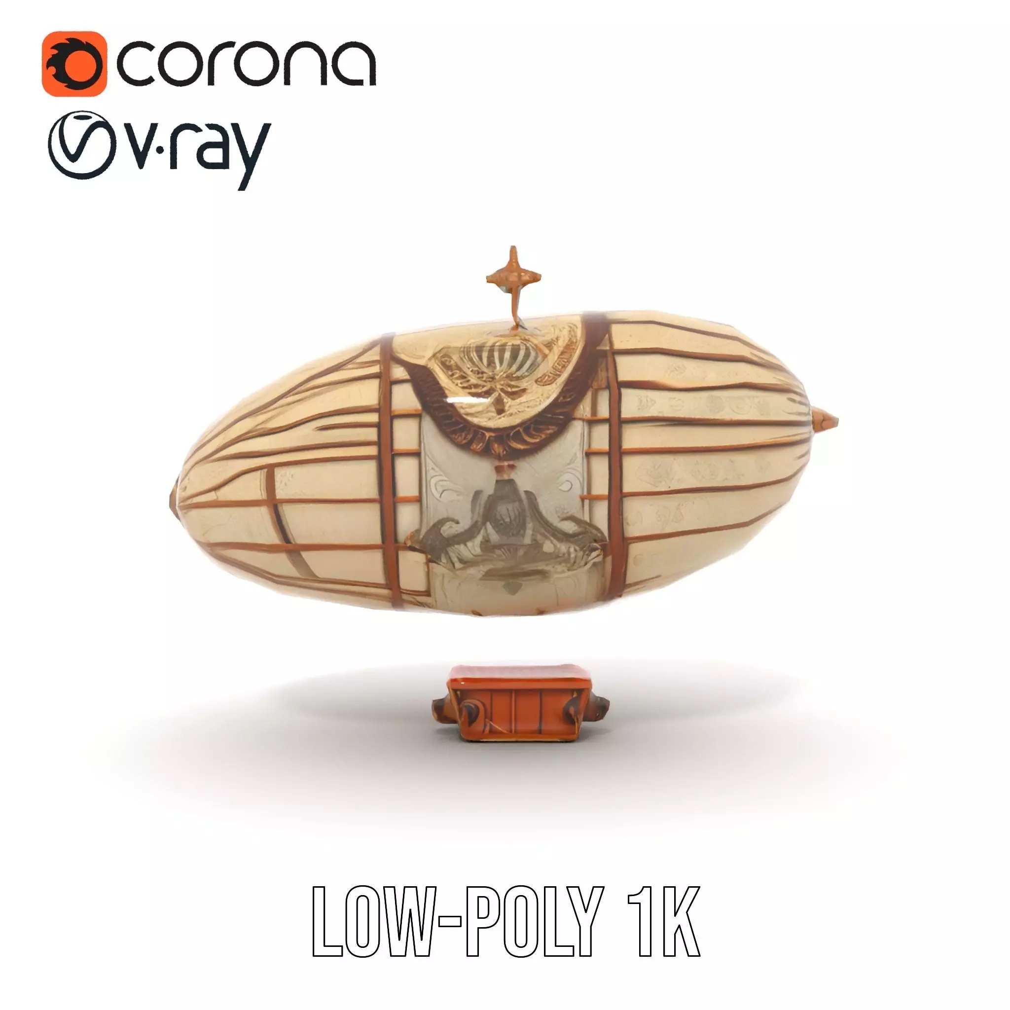 Vintage Steampunk Airship model pack Low-poly 3D model_19