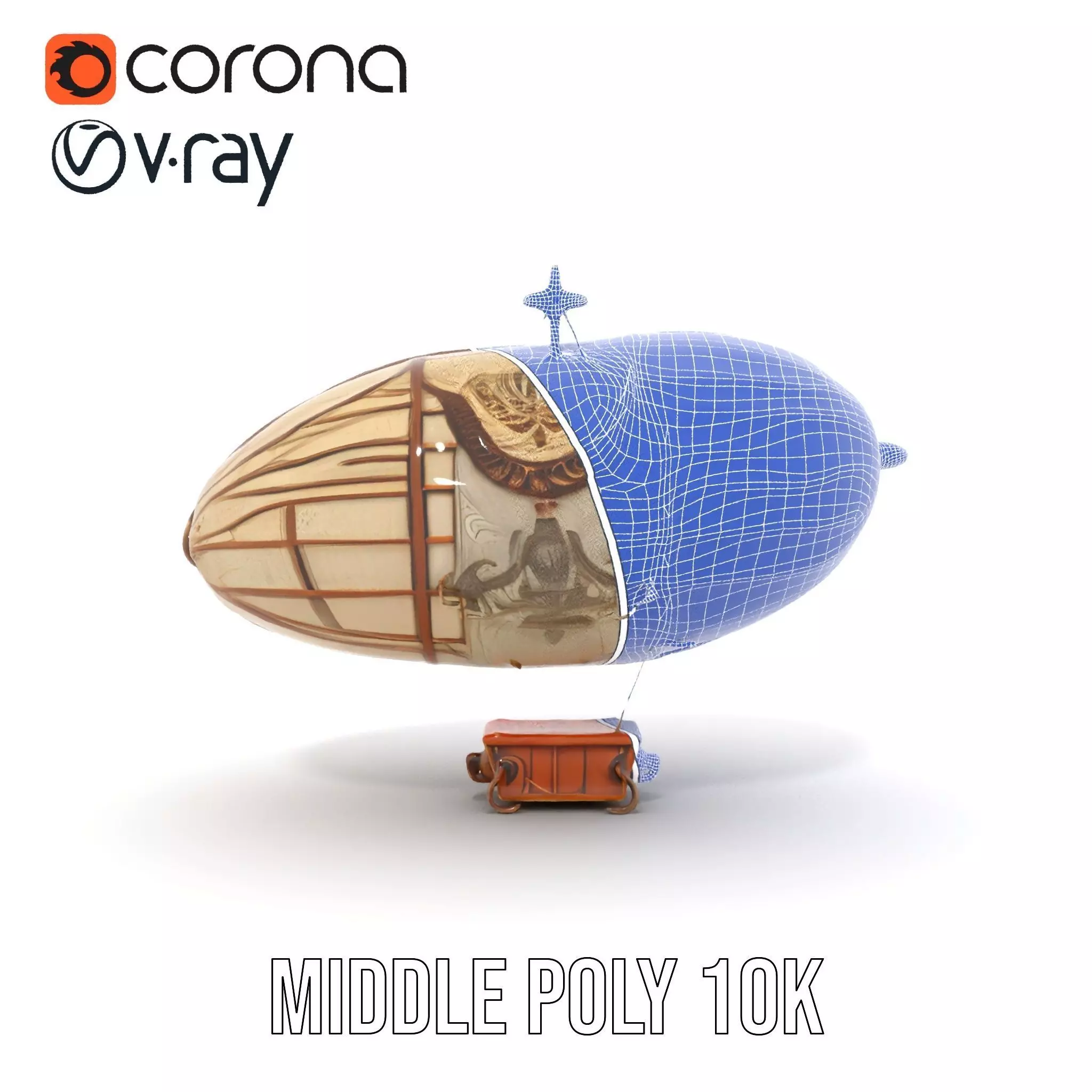 Vintage Steampunk Airship model pack Low-poly 3D model_30