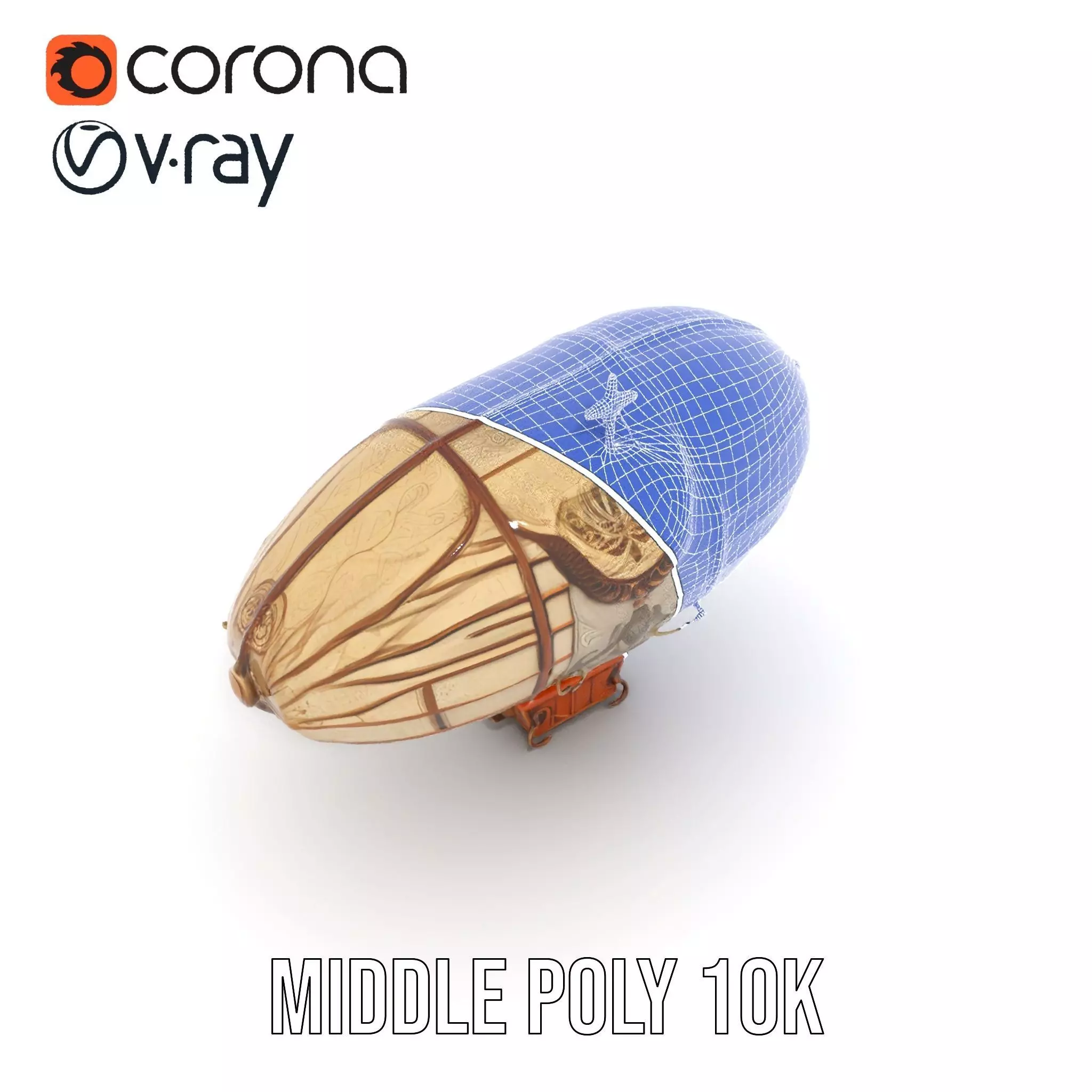 Vintage Steampunk Airship model pack Low-poly 3D model_24