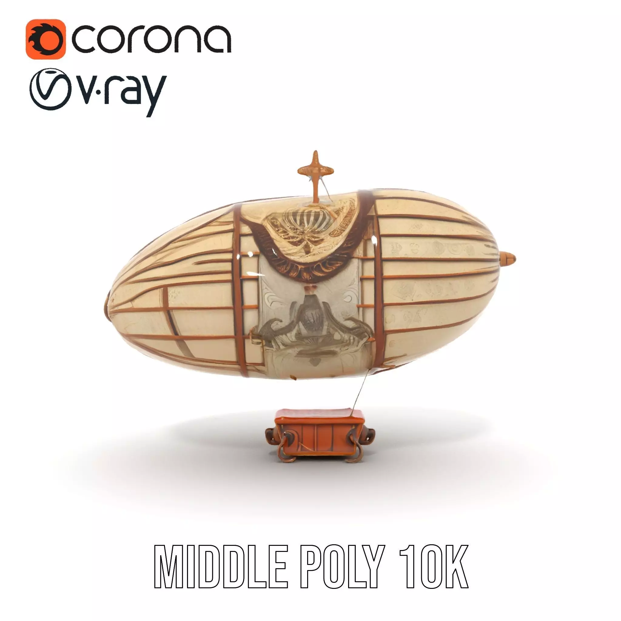 Vintage Steampunk Airship model pack Low-poly 3D model_16