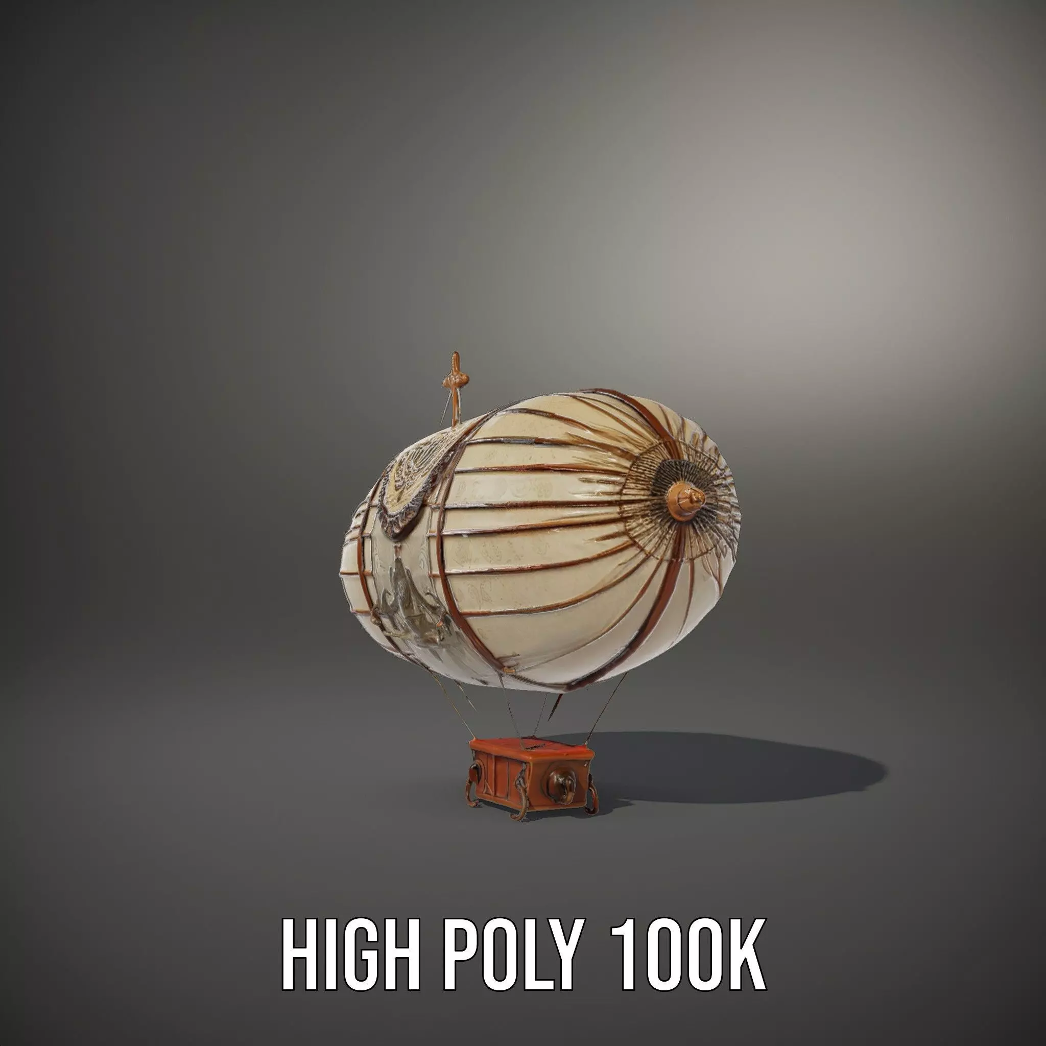 Vintage Steampunk Airship model pack Low-poly 3D model_10