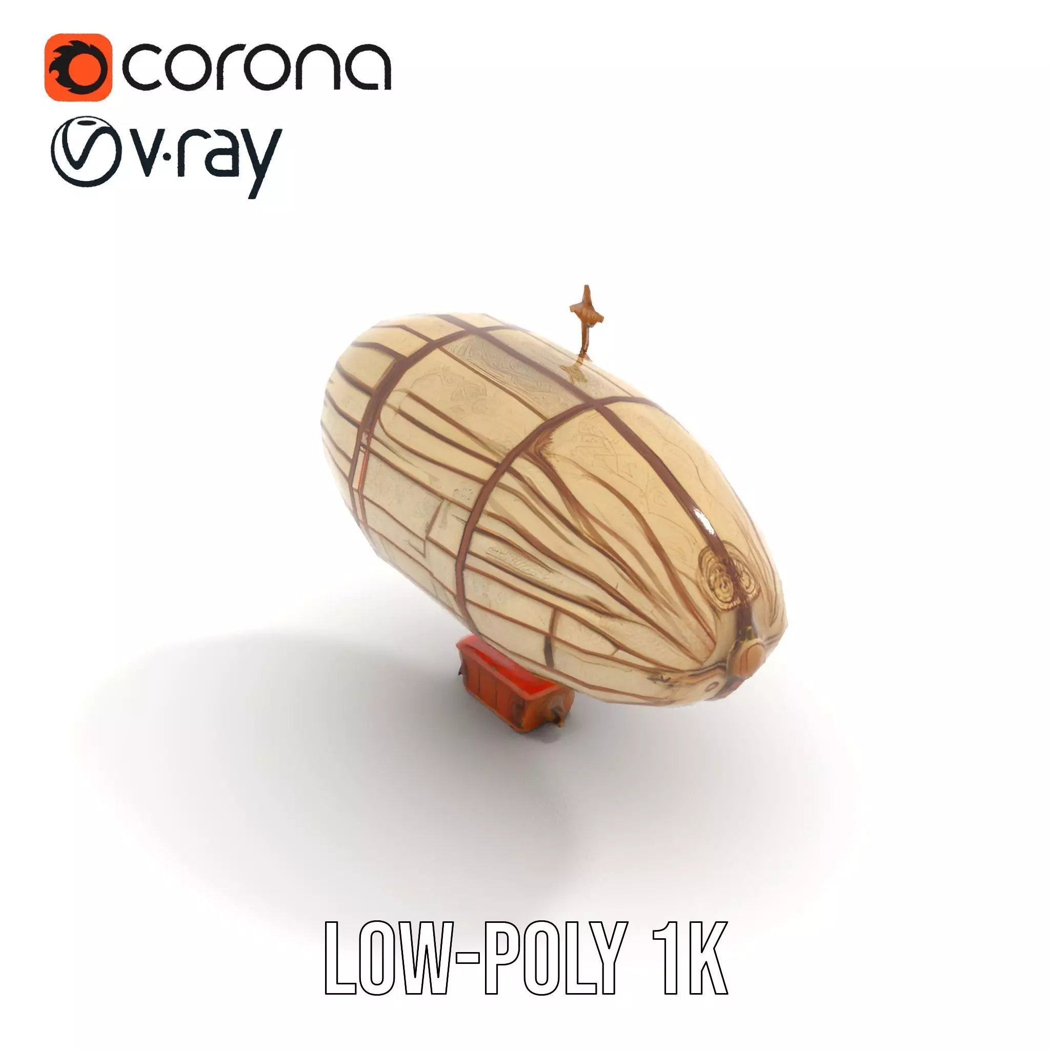 Vintage Steampunk Airship model pack Low-poly 3D model_7