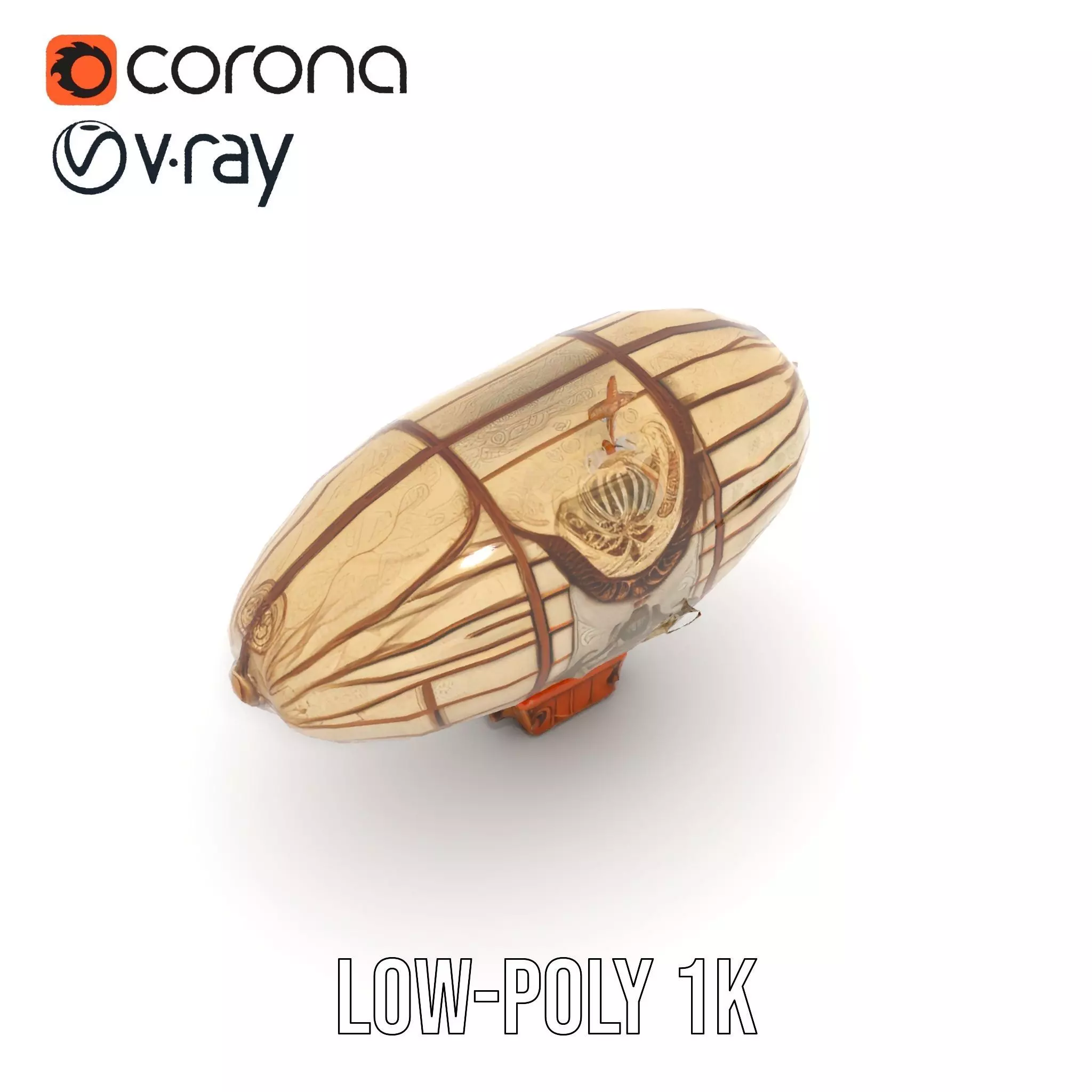 Vintage Steampunk Airship model pack Low-poly 3D model_14