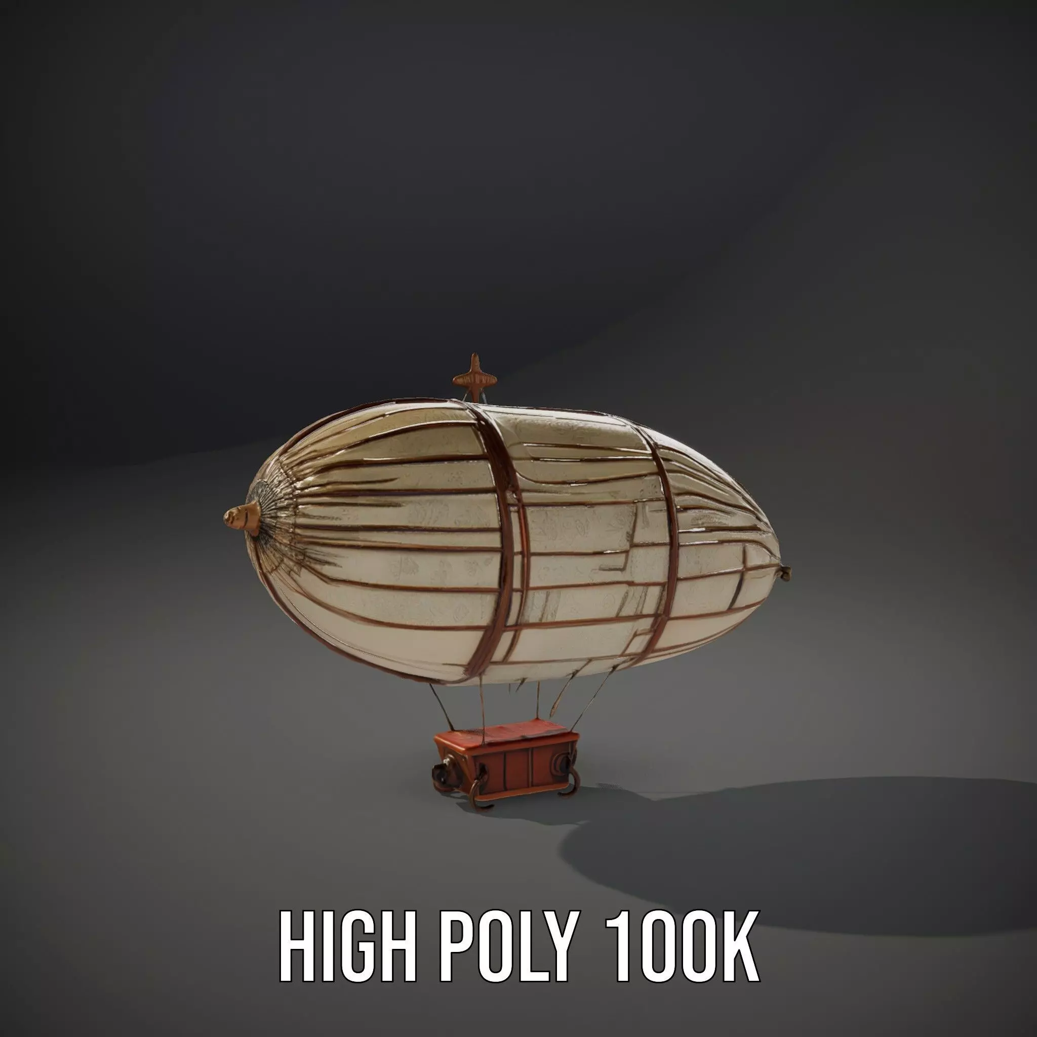 Vintage Steampunk Airship model pack Low-poly 3D model_8