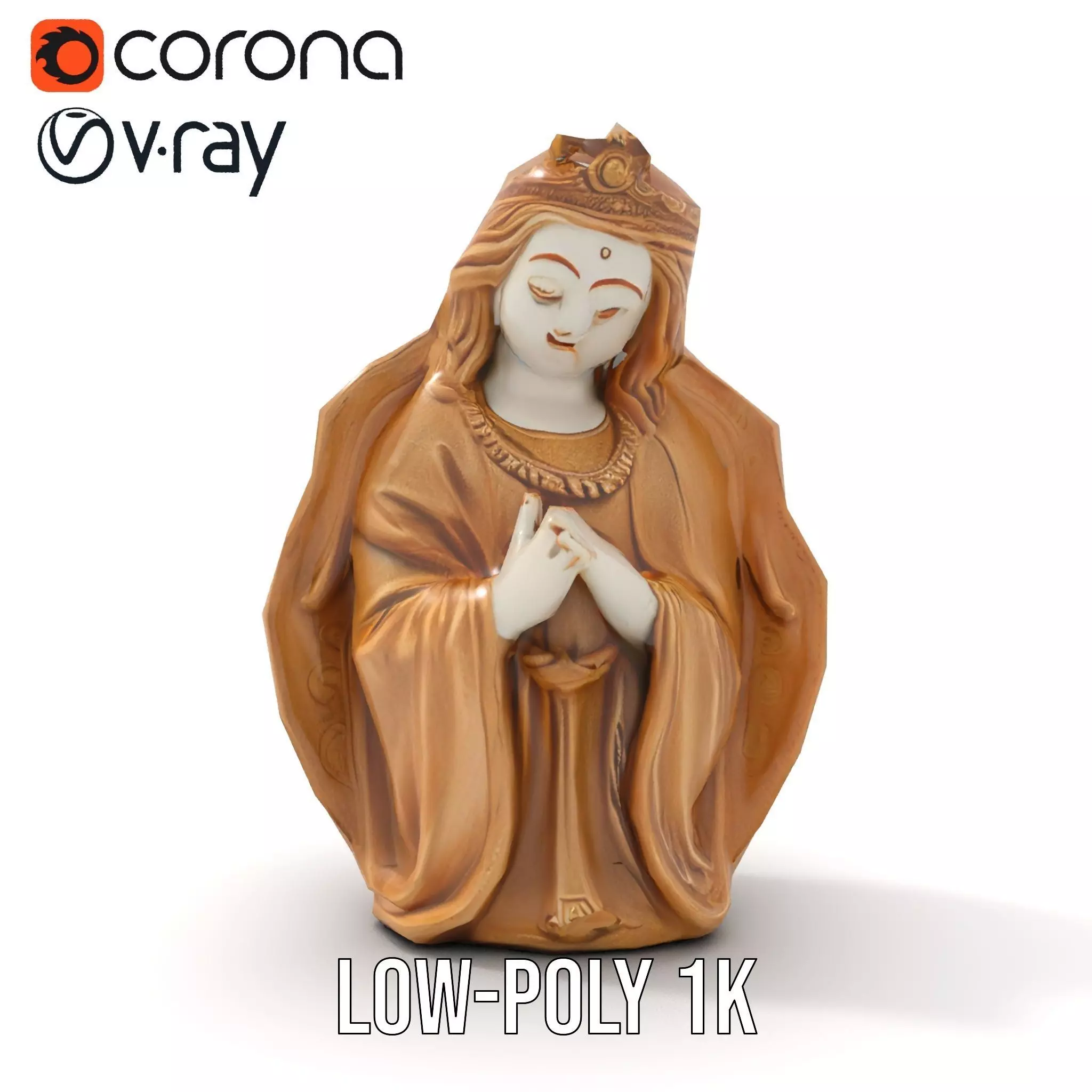 Divine Statue Gold Finish model pack Low-poly 3D model_9