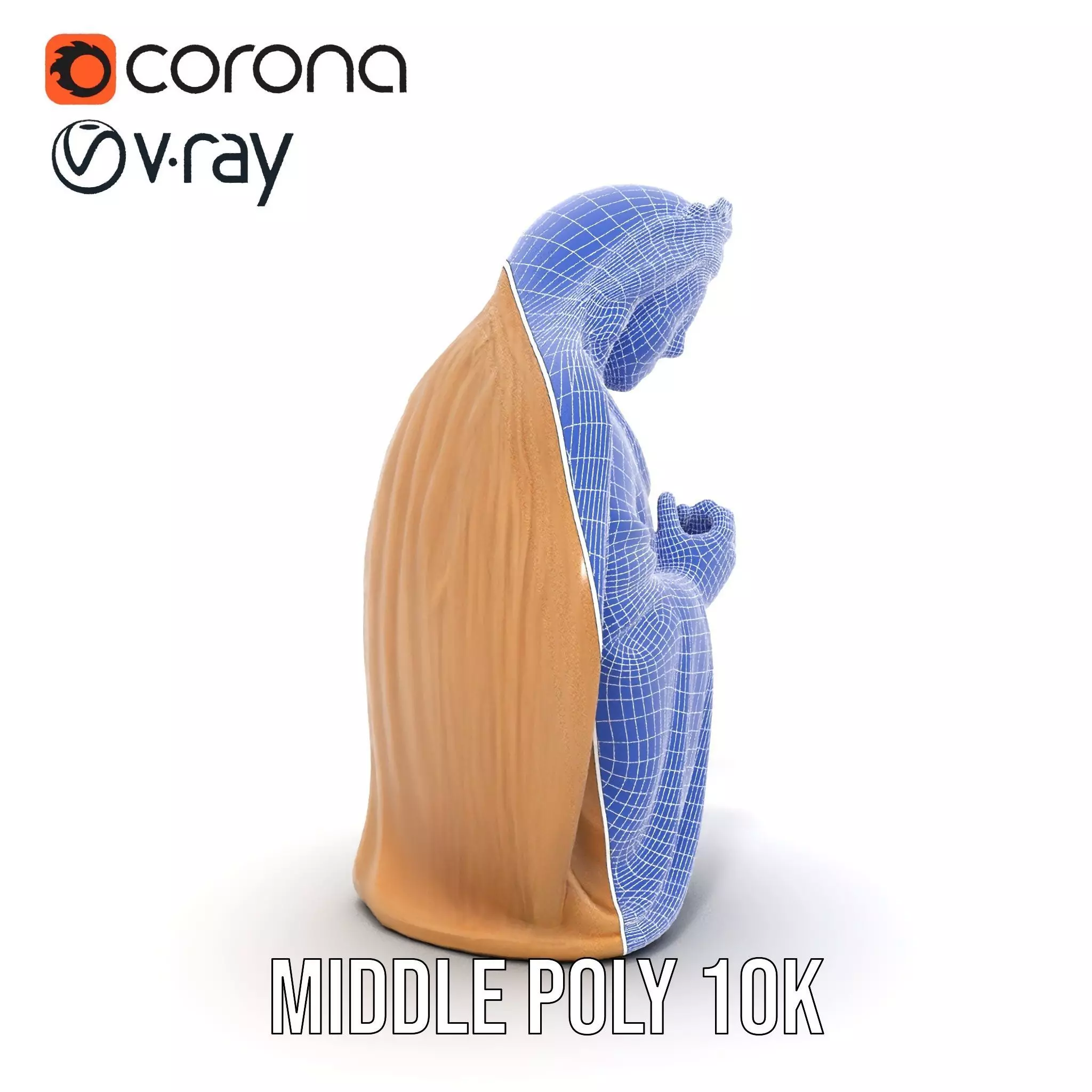 Divine Statue Gold Finish model pack Low-poly 3D model_29