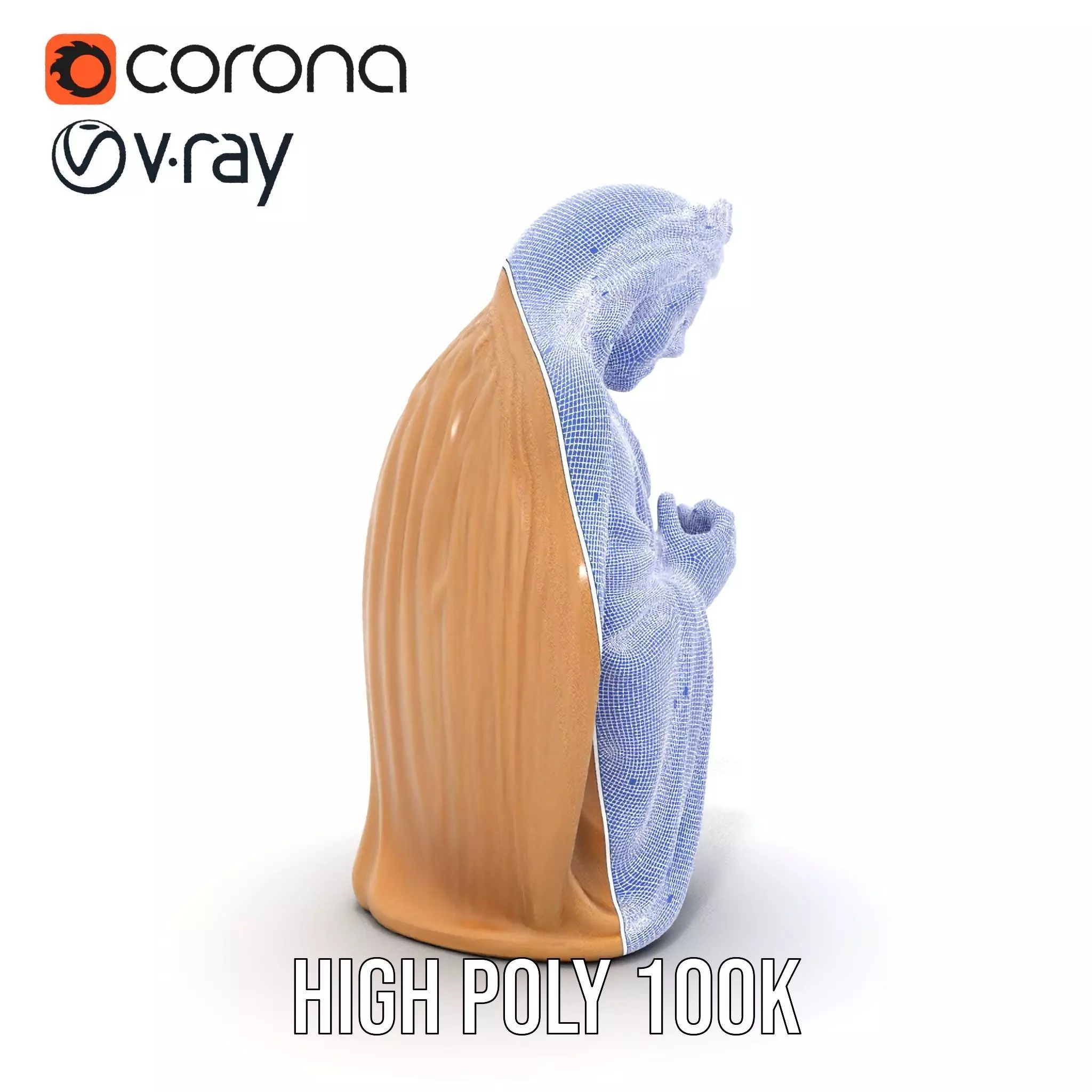 Divine Statue Gold Finish model pack Low-poly 3D model_32