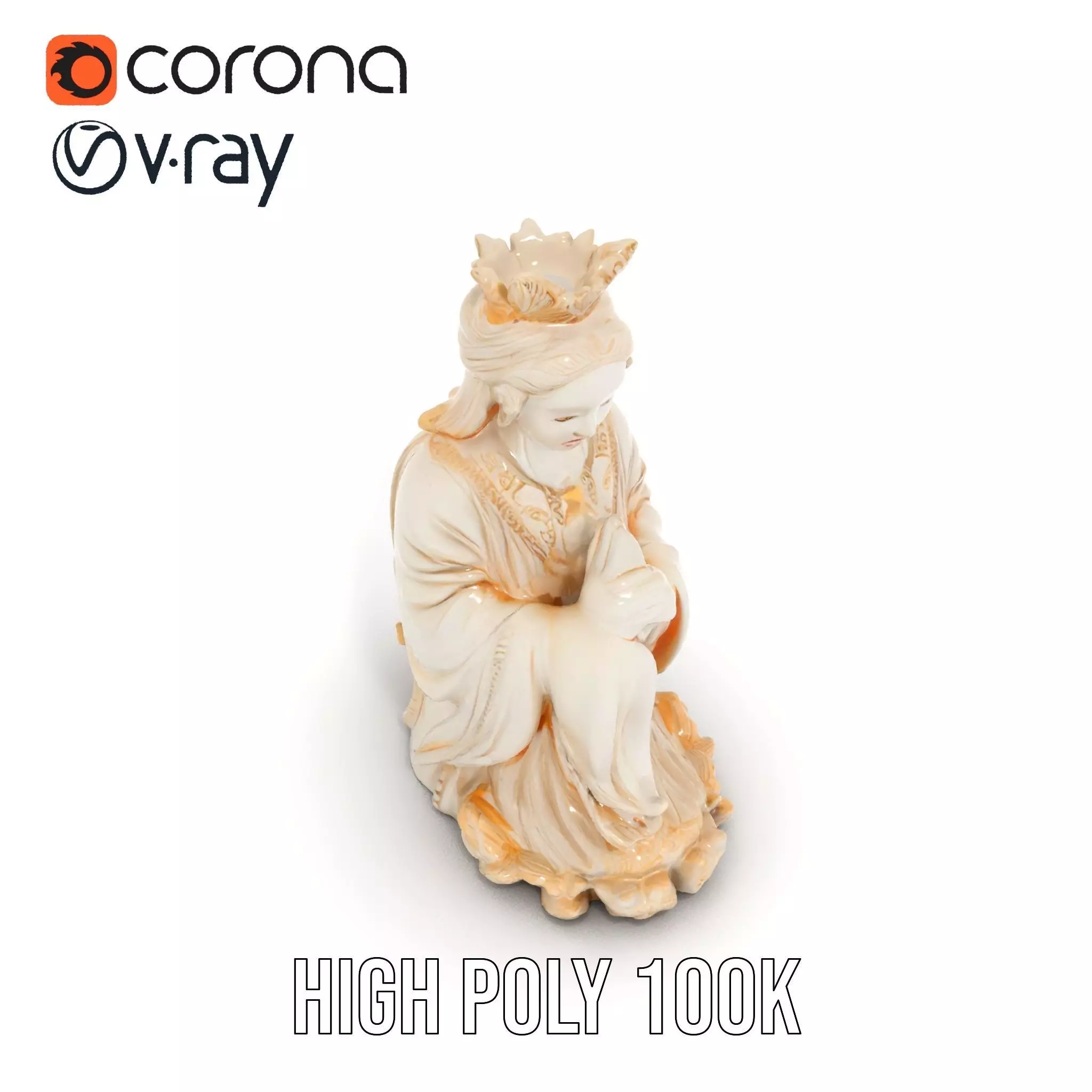 Elegant Ivory Statue model pack Low-poly 3D model_20