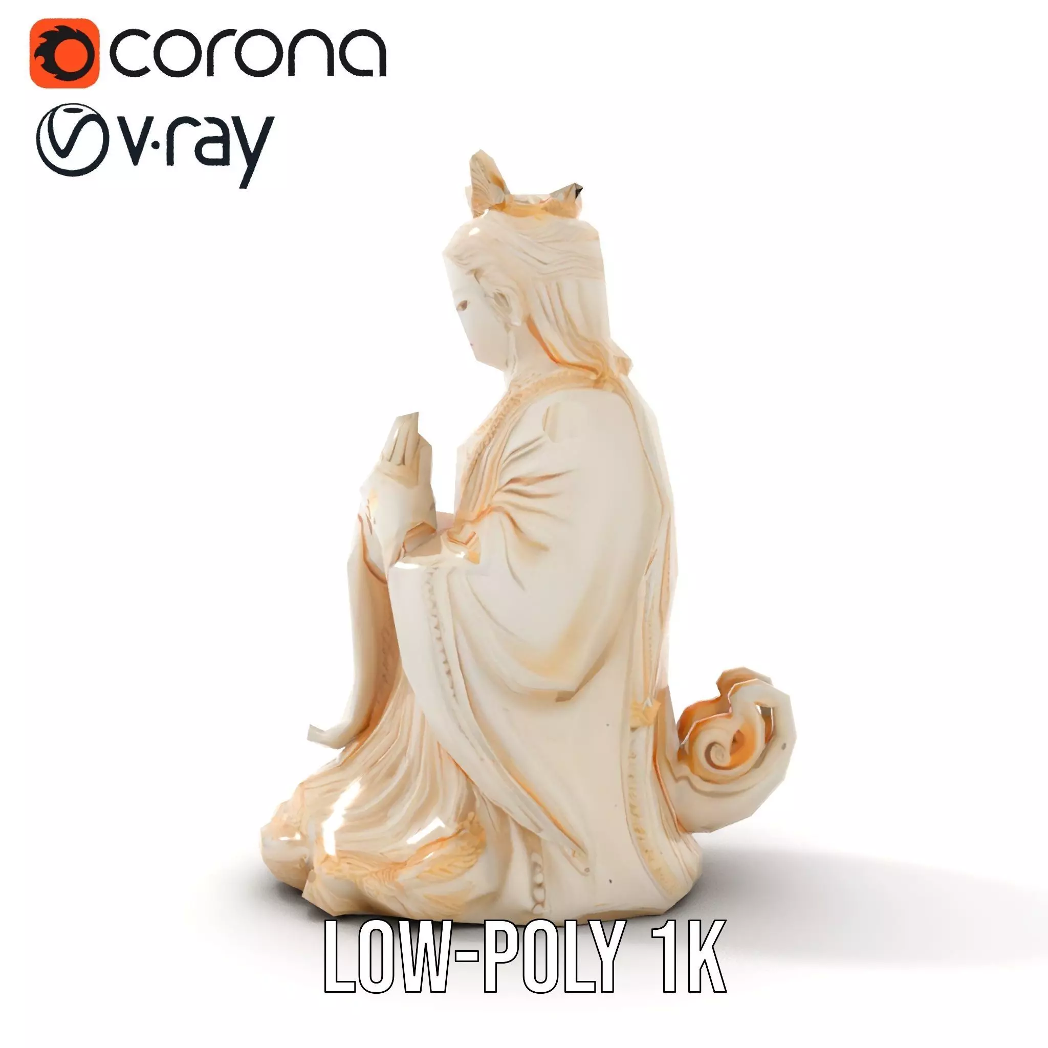 Elegant Ivory Statue model pack Low-poly 3D model_16