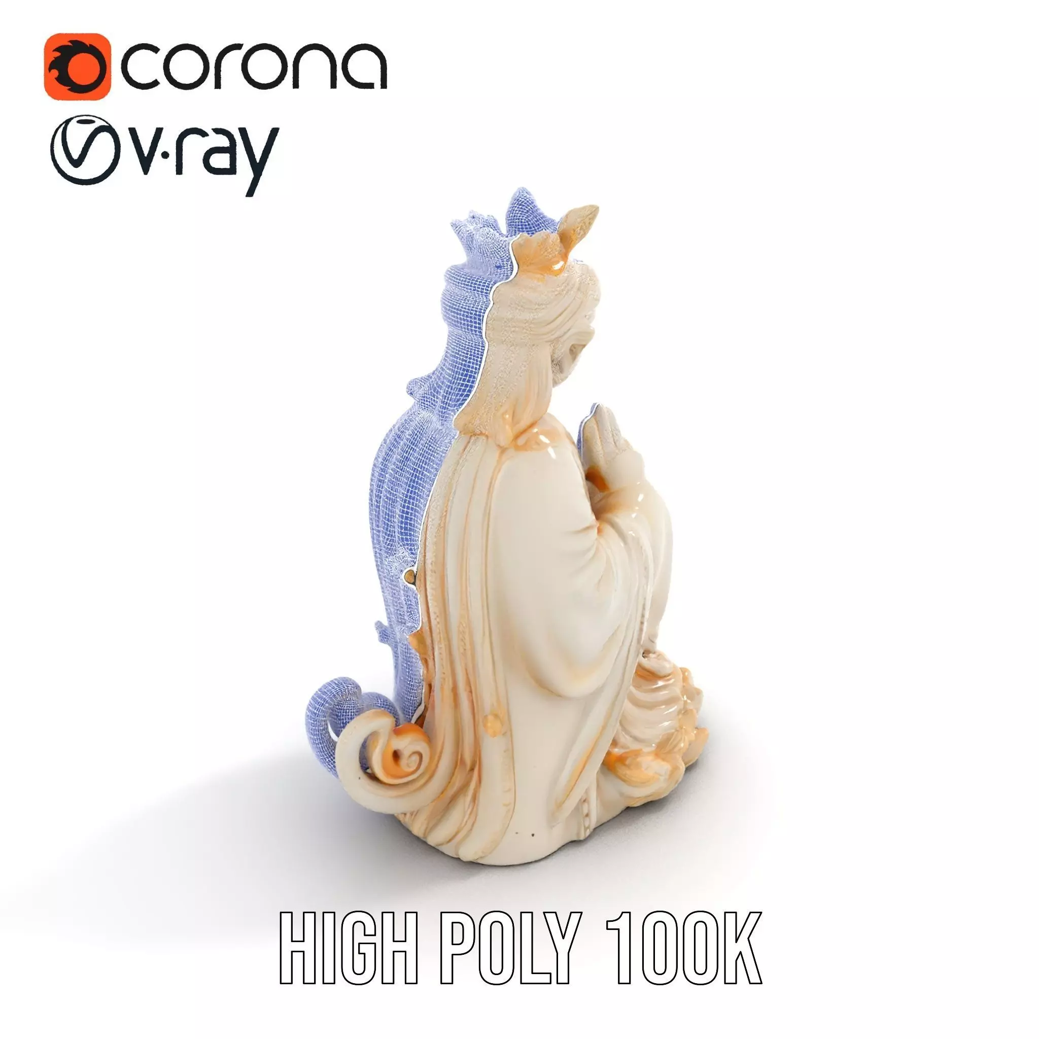 Elegant Ivory Statue model pack Low-poly 3D model_23