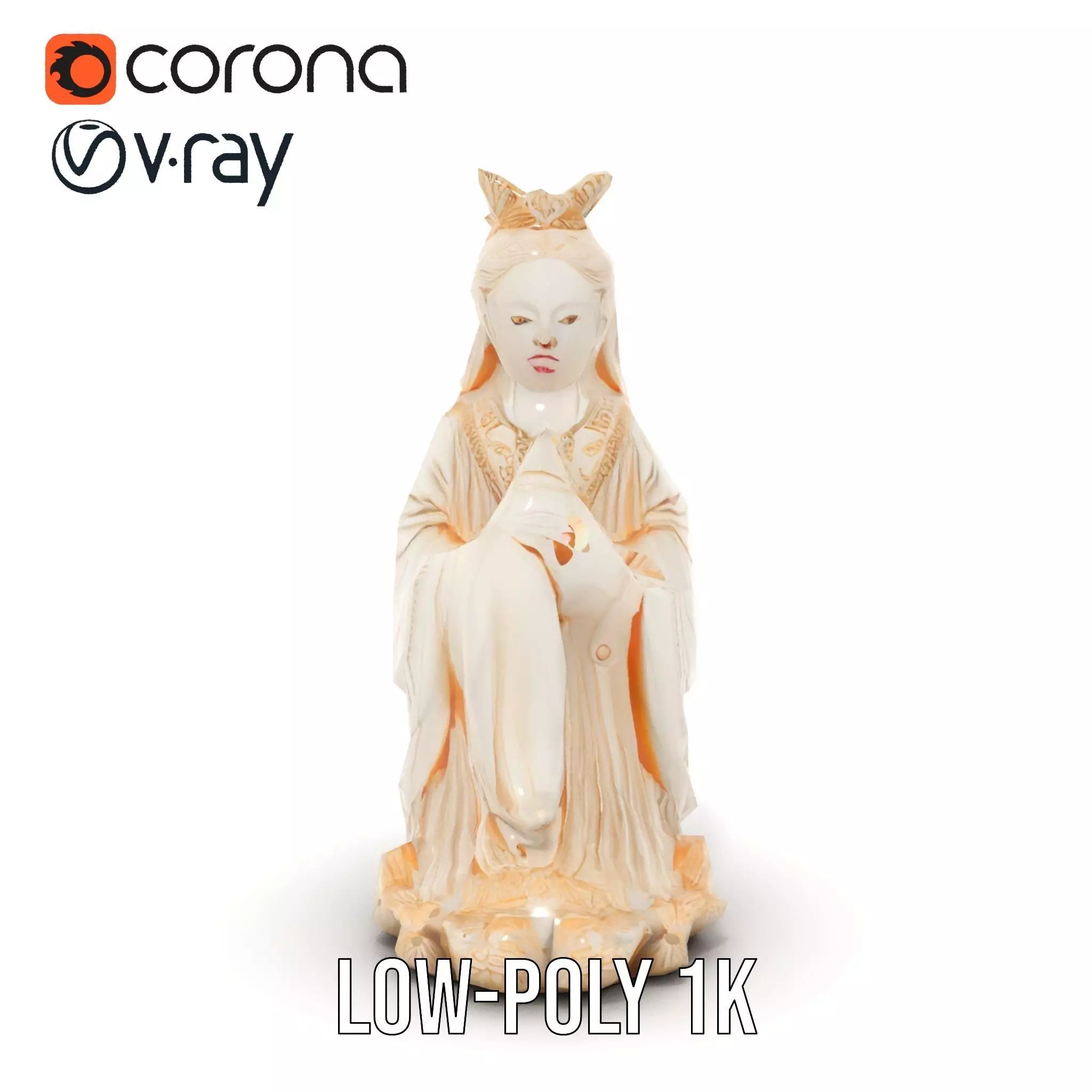 Elegant Ivory Statue model pack Low-poly 3D model_25