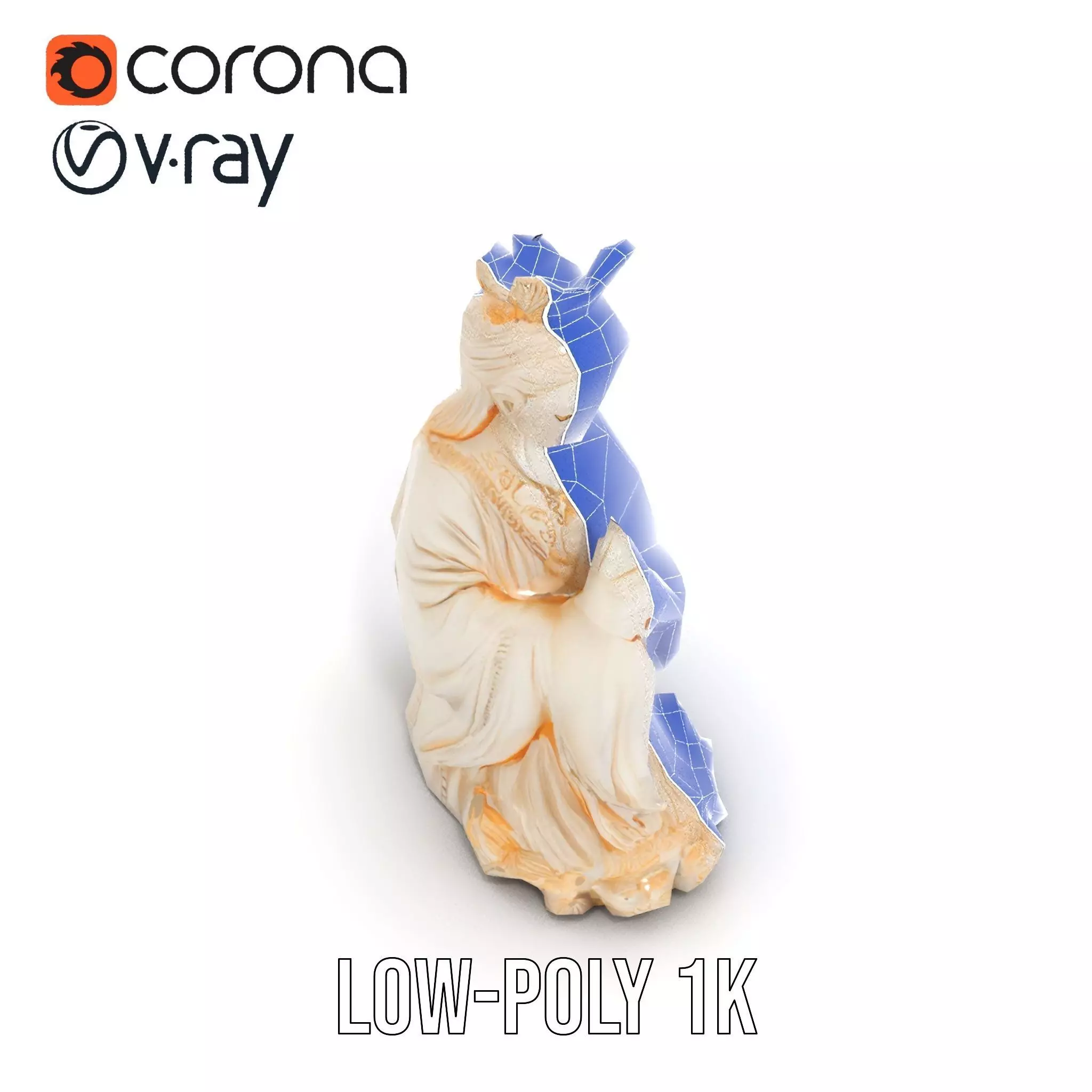 Elegant Ivory Statue model pack Low-poly 3D model_28
